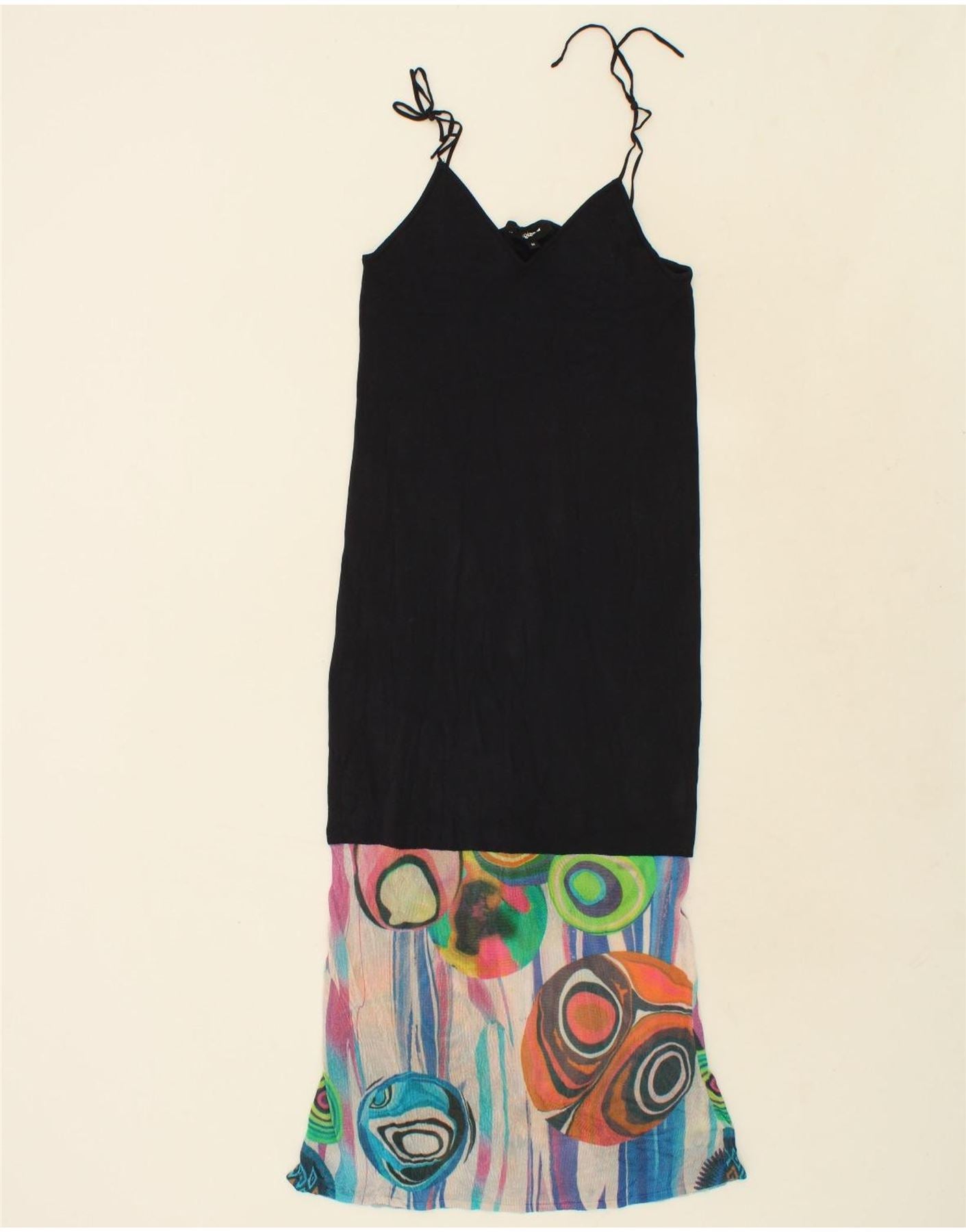 image of DESIGUAL Womens Abstract Pattern Maxi Dress UK 12 Medium Black Colourblock