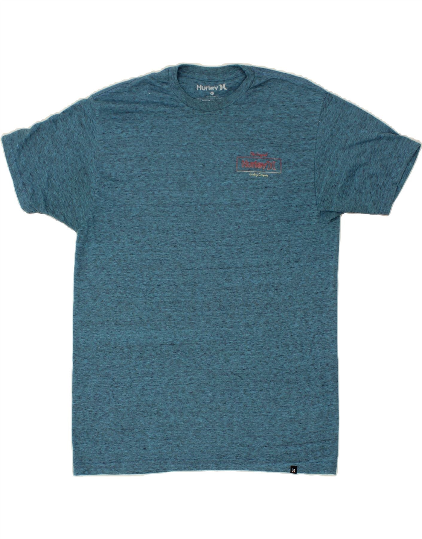 image of HURLEY Mens Graphic T-Shirt Top Large Blue Flecked Polyester