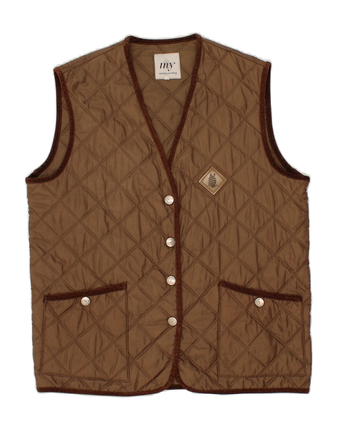 image of MARINA YACHTING Womens Quilted Gilet UK 14 Medium Brown