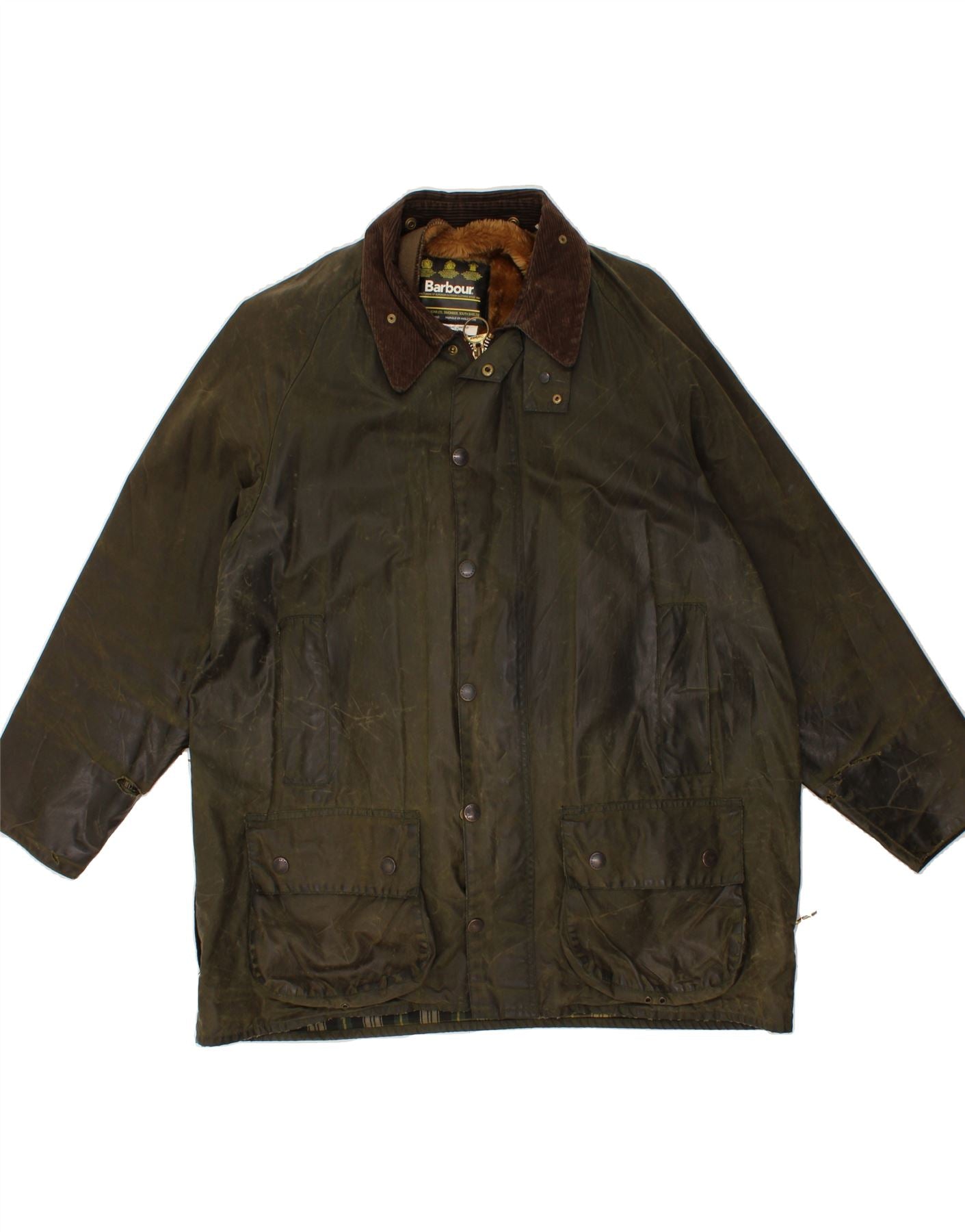 Image of BARBOUR Mens Waxed Cotton Jacket UK 42 XL Khaki