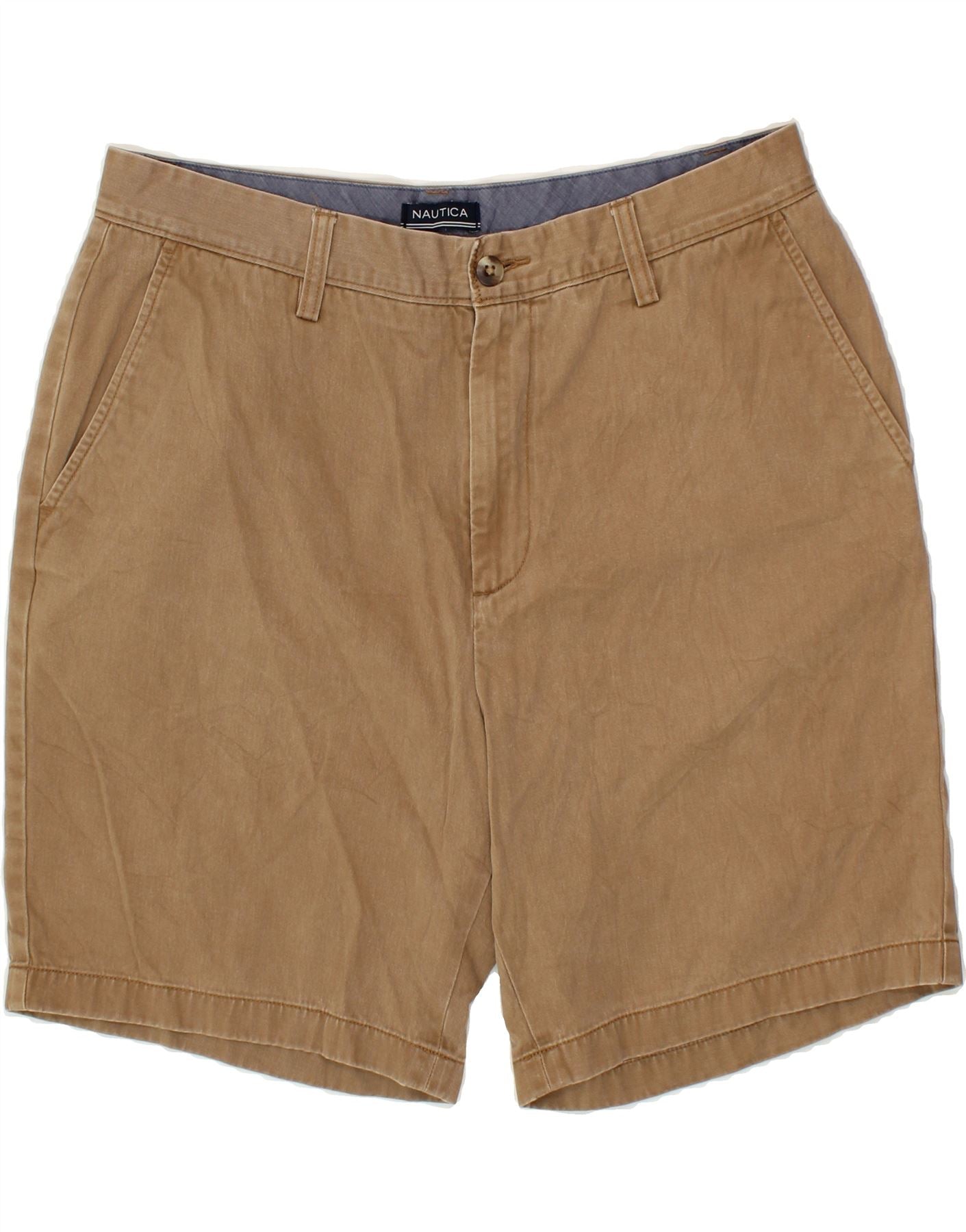 image of NAUTICA Mens Chino Shorts W34 Large Brown Cotton