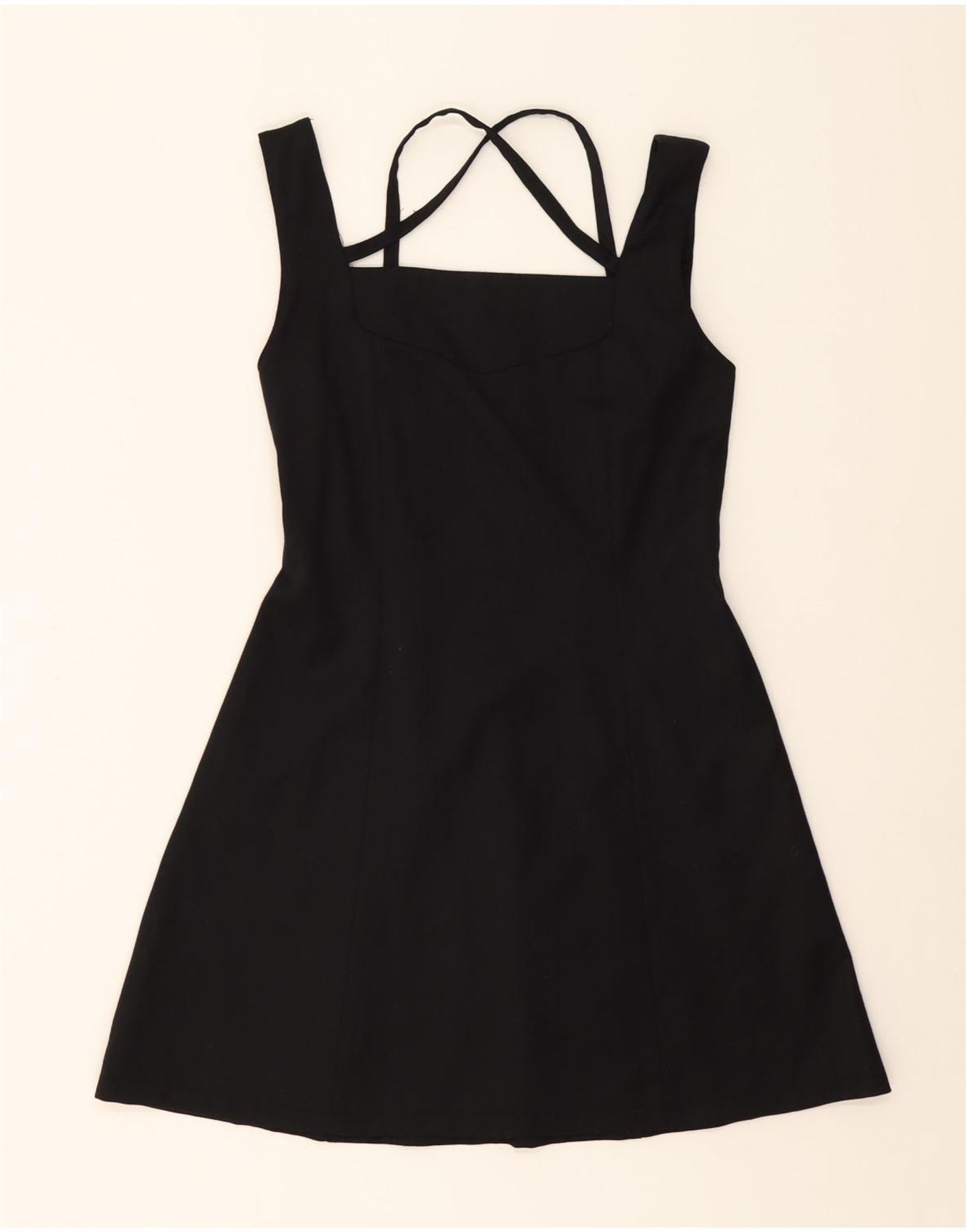 image of VIA DEI CICLAMINI Womens Sleeveless A-Line Dress UK 10 Small Black Wool