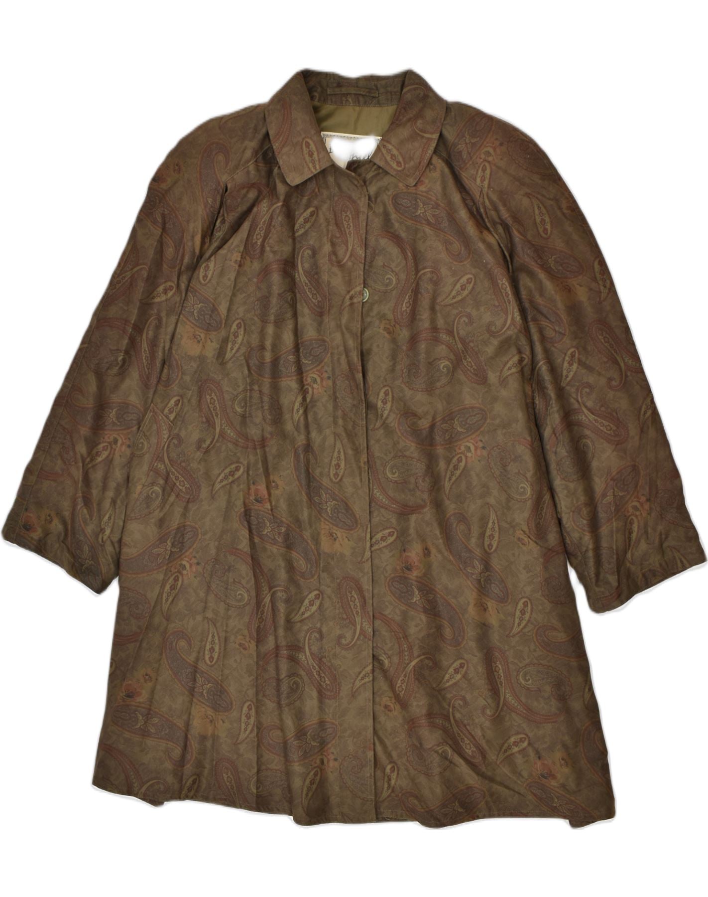 image of VINTAGE Womens Oversized Overcoat IT 44 Medium Brown Paisley Polyester