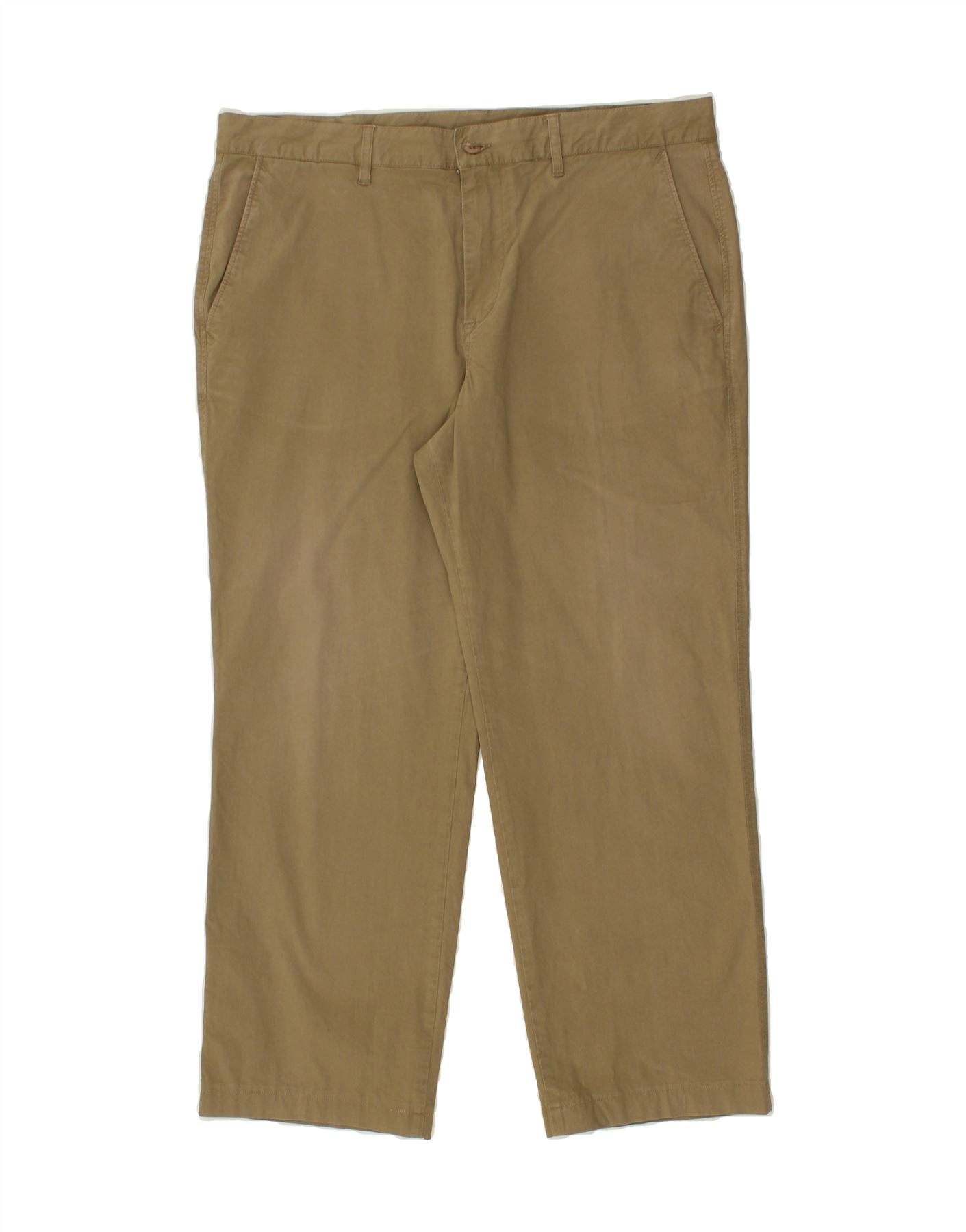 image of LACOSTE Mens Straight Chino Trousers W36 L27 Beige Cotton