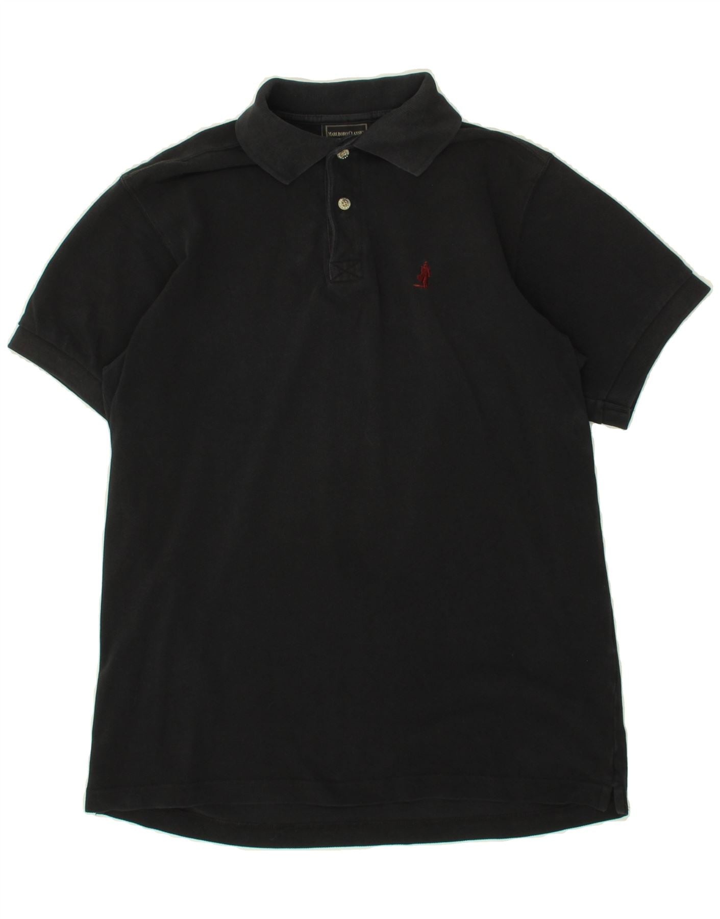 image of MARLBORO CLASSICS Mens Polo Shirt Small Black Cotton