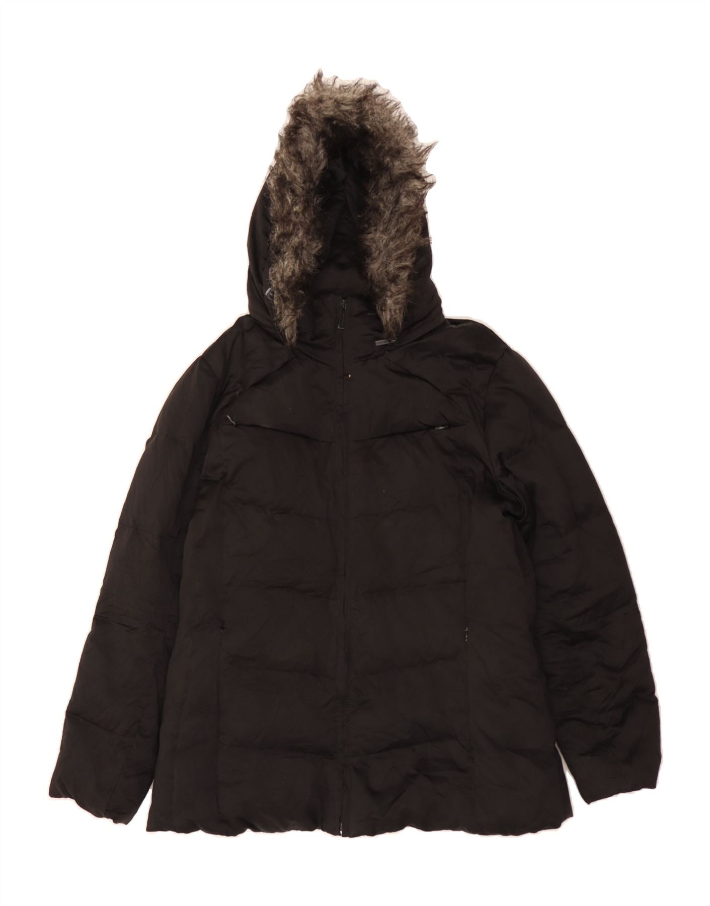image of CALVIN KLEIN Womens Hooded Padded Jacket UK 16 Large Black Polyester