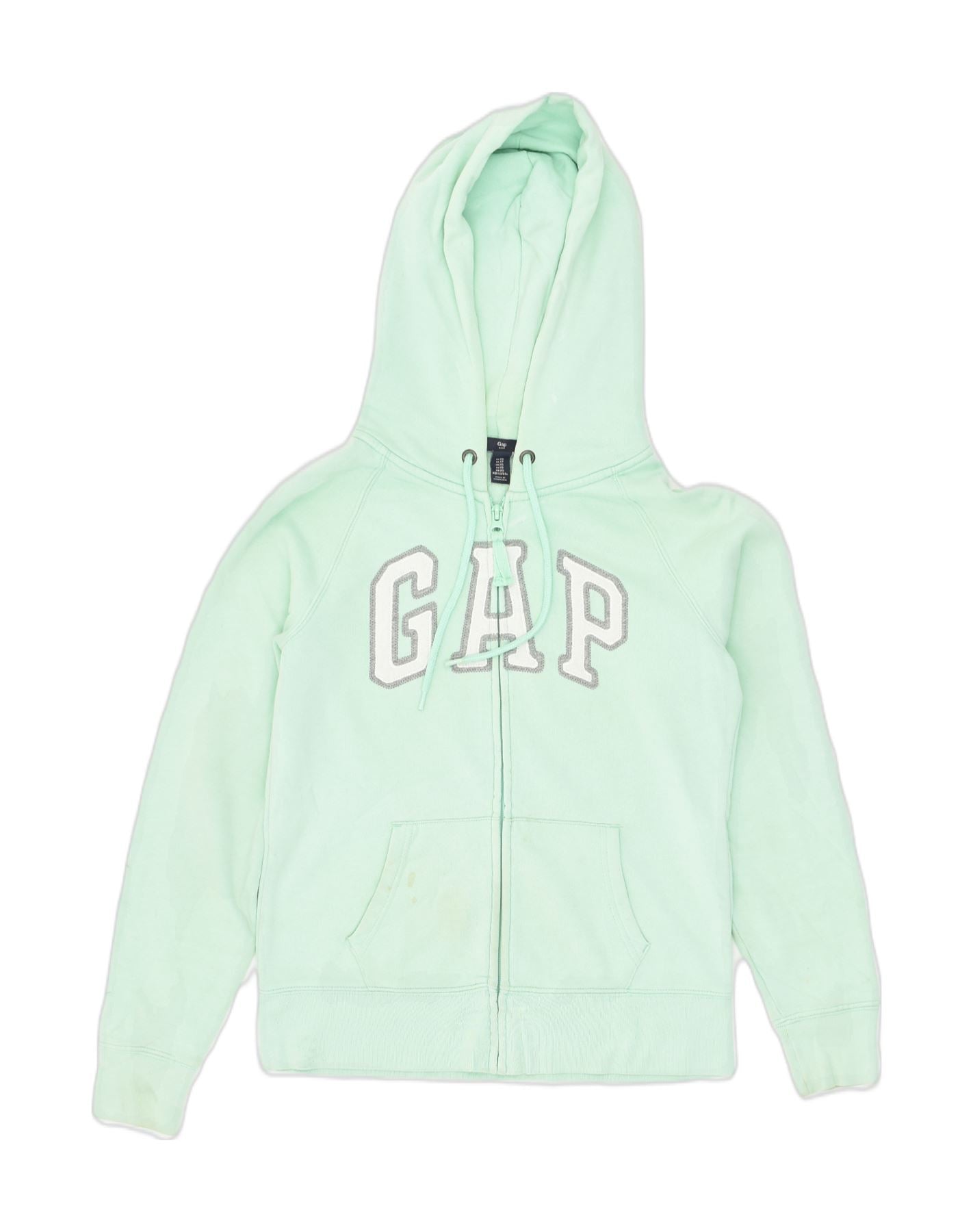 image of GAP Womens Graphic Zip Hoodie Sweater UK 6 XS Green Cotton