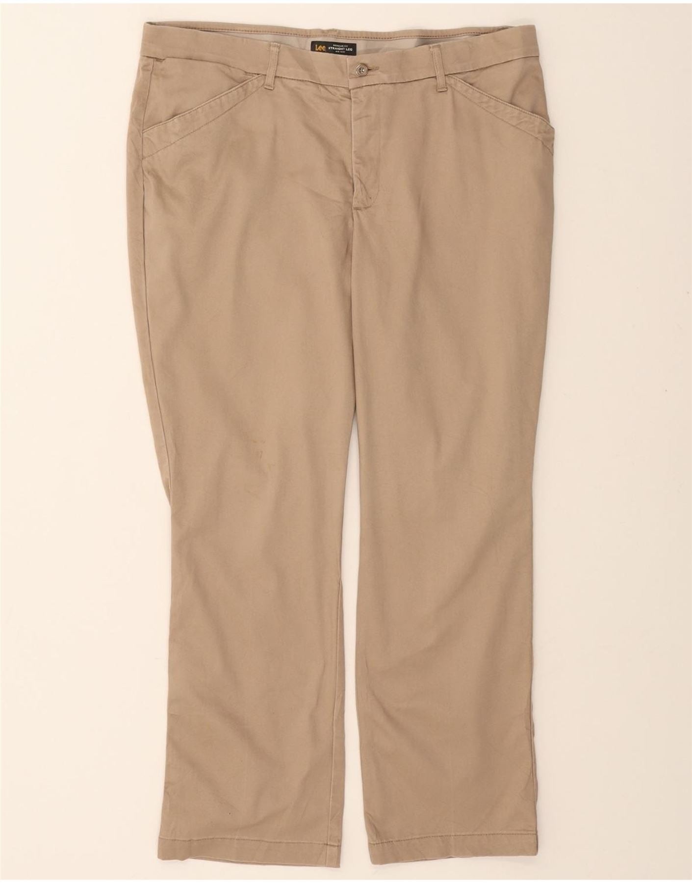 image of LEE Womens Regular Fit Mid Rise Casual Trousers US 18 2XL W38 L29 Beige