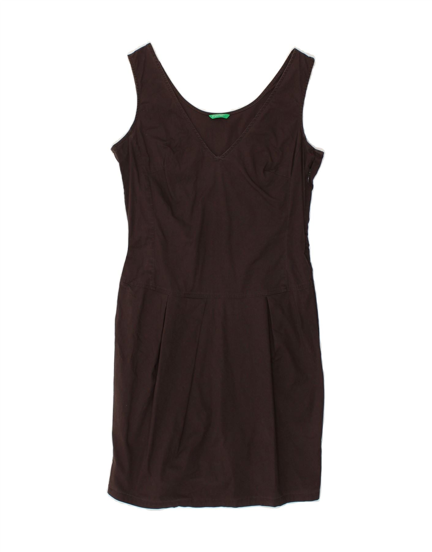 image of BENETTON Womens Sleeveless Sheath Dress UK 6 XS Brown