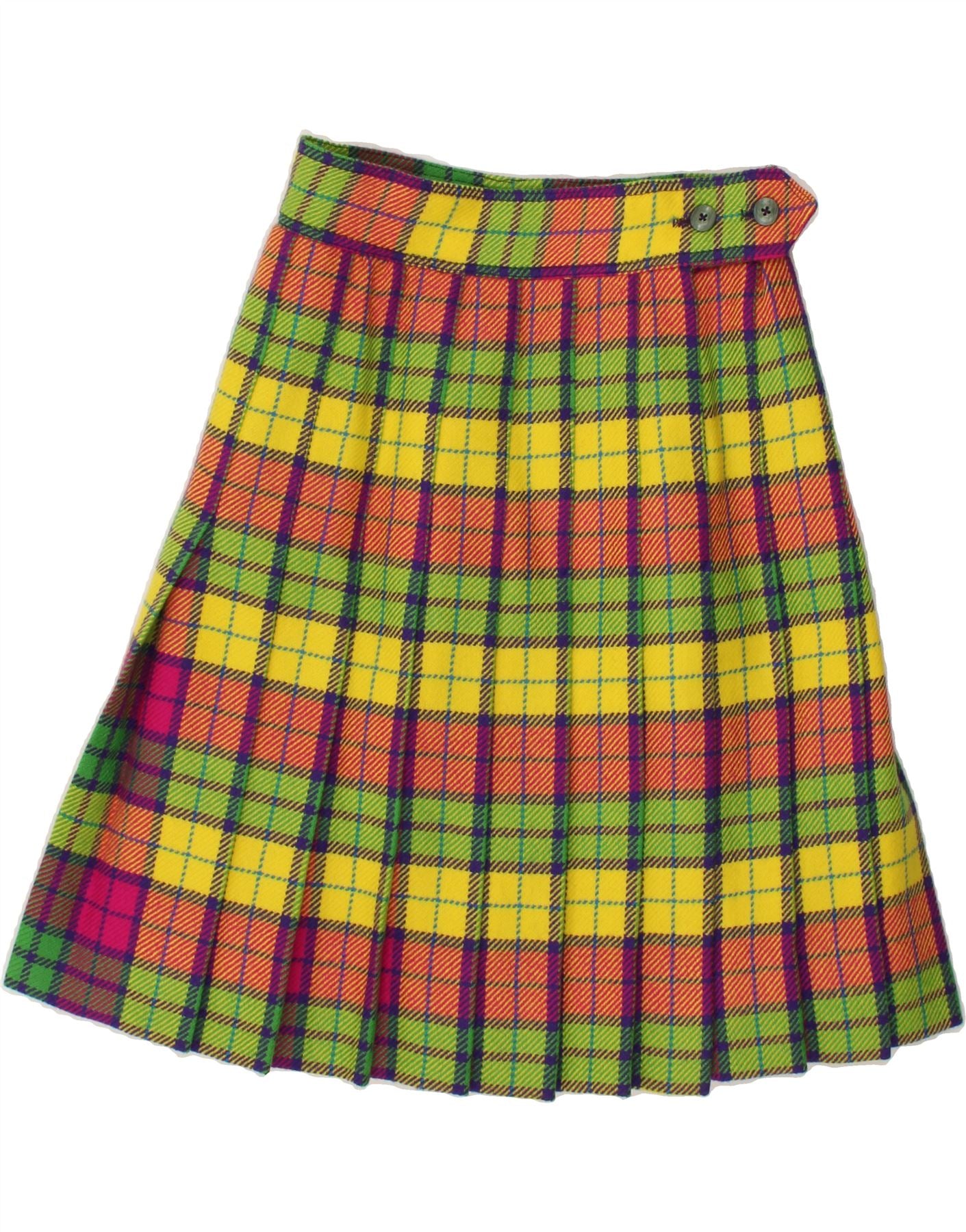 Image of VINTAGE Womens Knife Pleated Skirt W24 XS Multicoloured Plaid