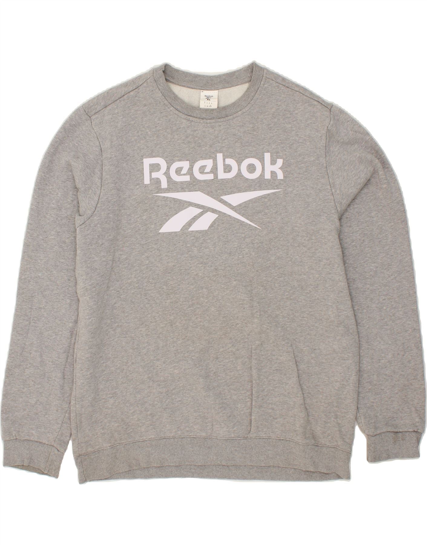 image of REEBOK Mens Graphic Sweatshirt Jumper XL Grey Cotton