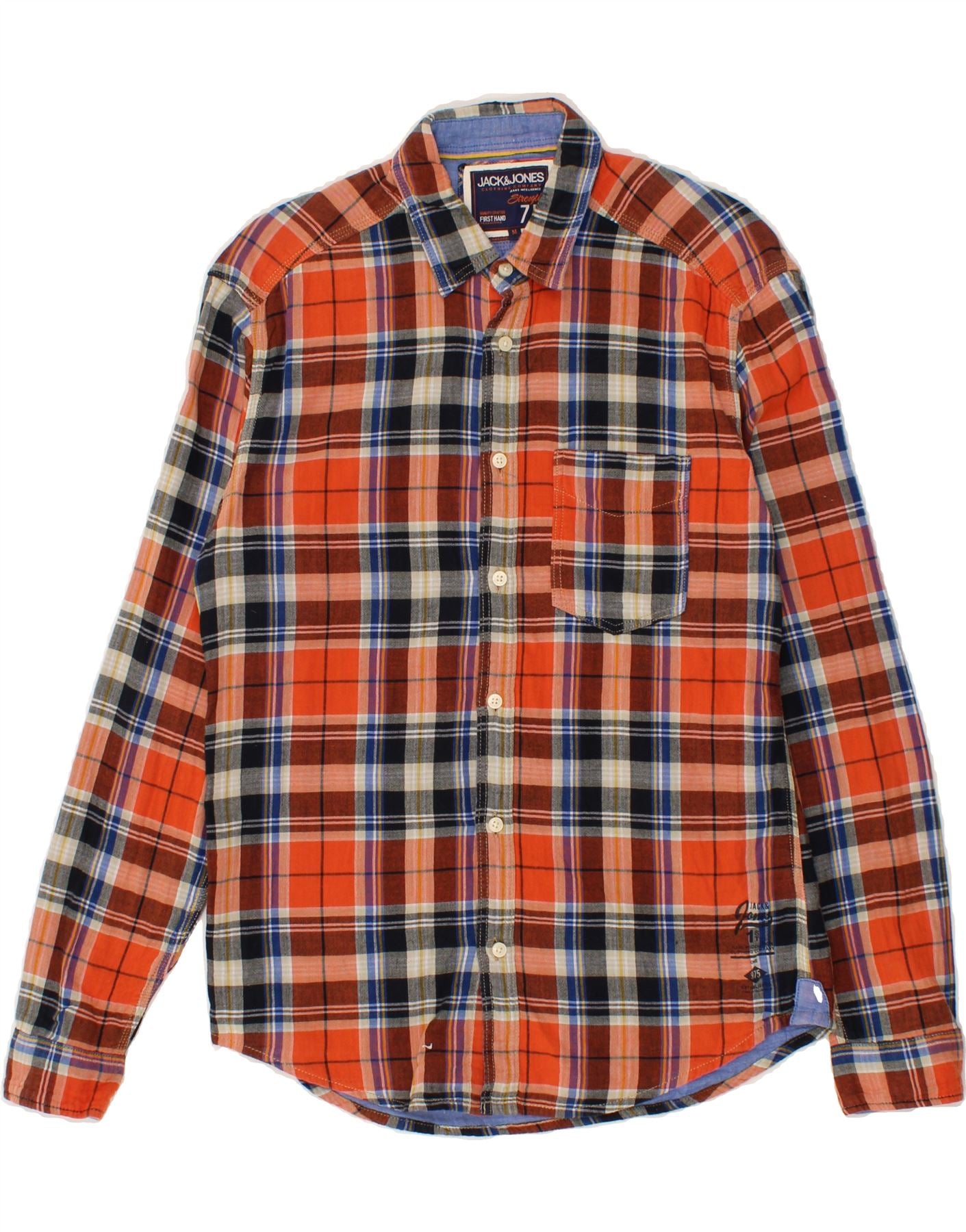 Image of JACK & JONES Mens Shirt Medium Orange Check