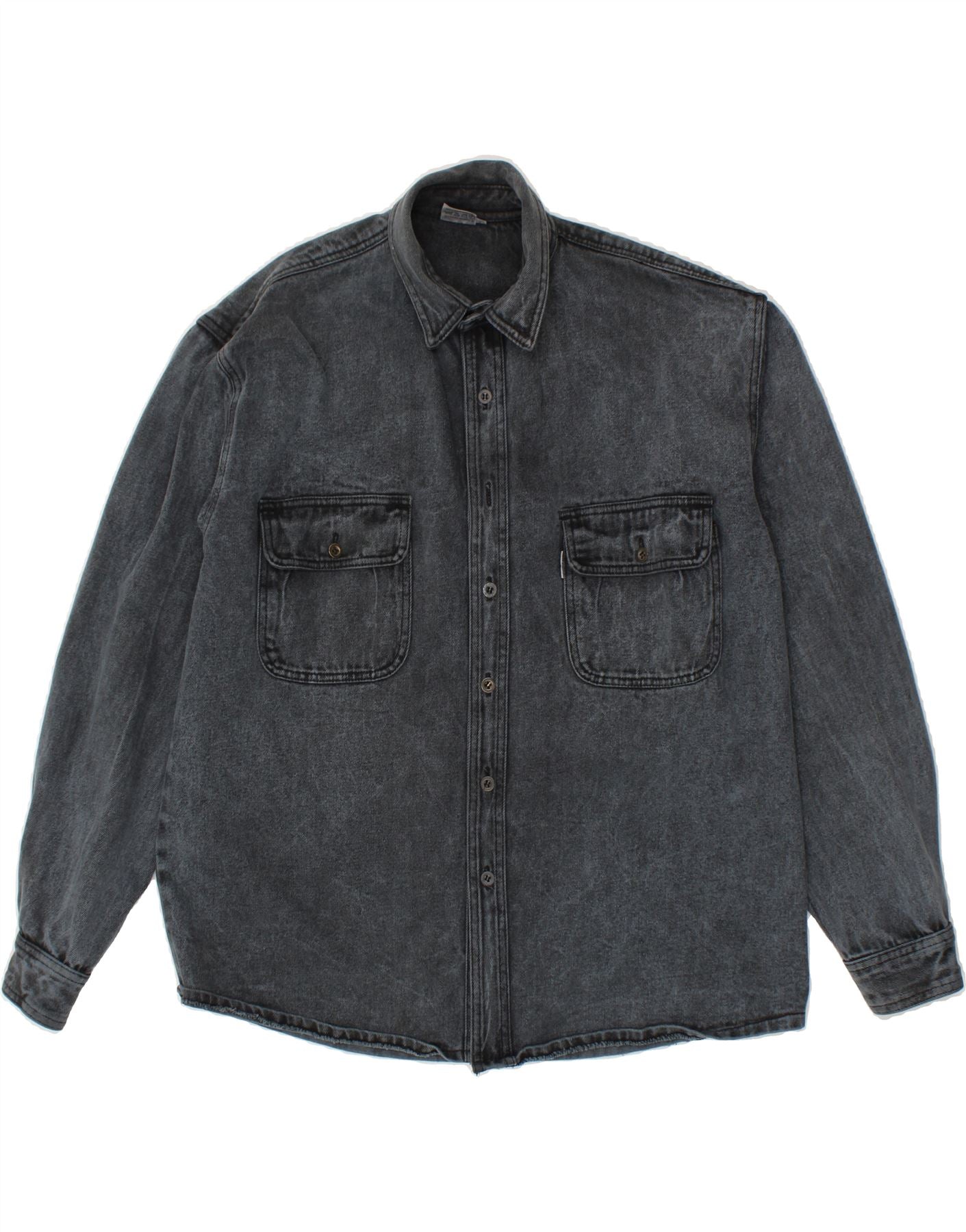 image of WARREN WEBBER Mens Denim Shirt Medium Grey Cotton