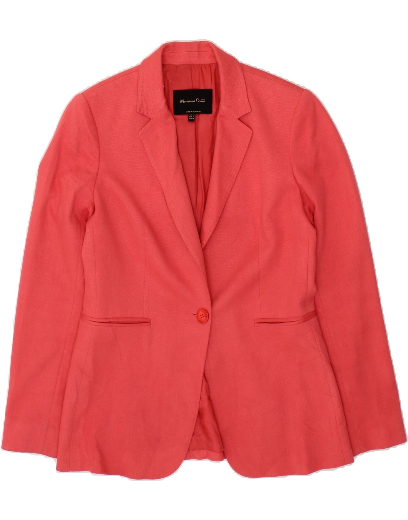 image of MASSIMO DUTTI Womens 1 Button Blazer Jacket EU 36 XS Pink Acetate