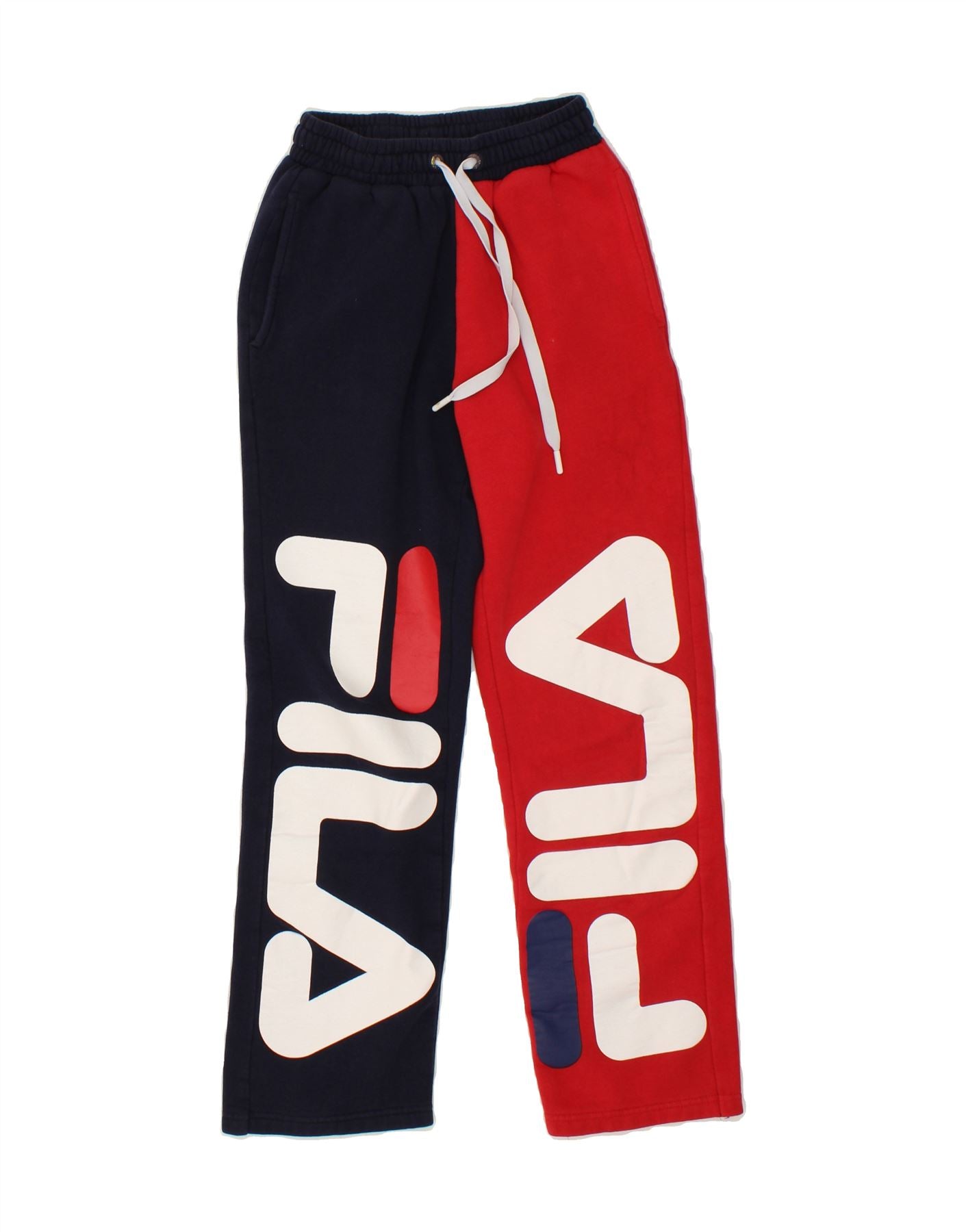 Image of FILA Mens Graphic Tracksuit Trousers XS Red Colourblock Cotton