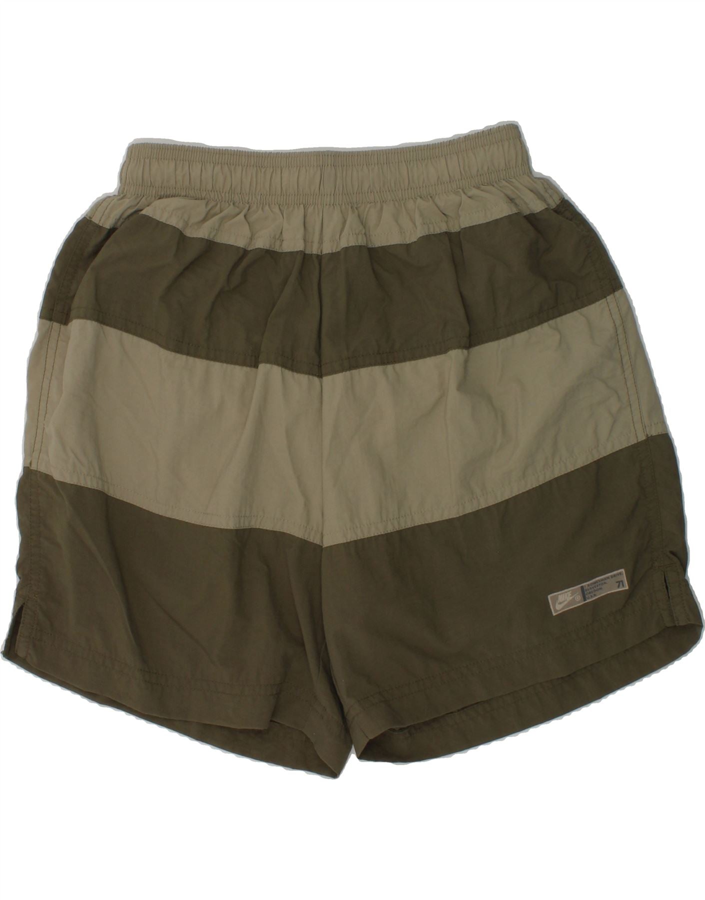 image of NIKE Boys Sport Shorts 14-15 Years Large  Khaki Striped Nylon