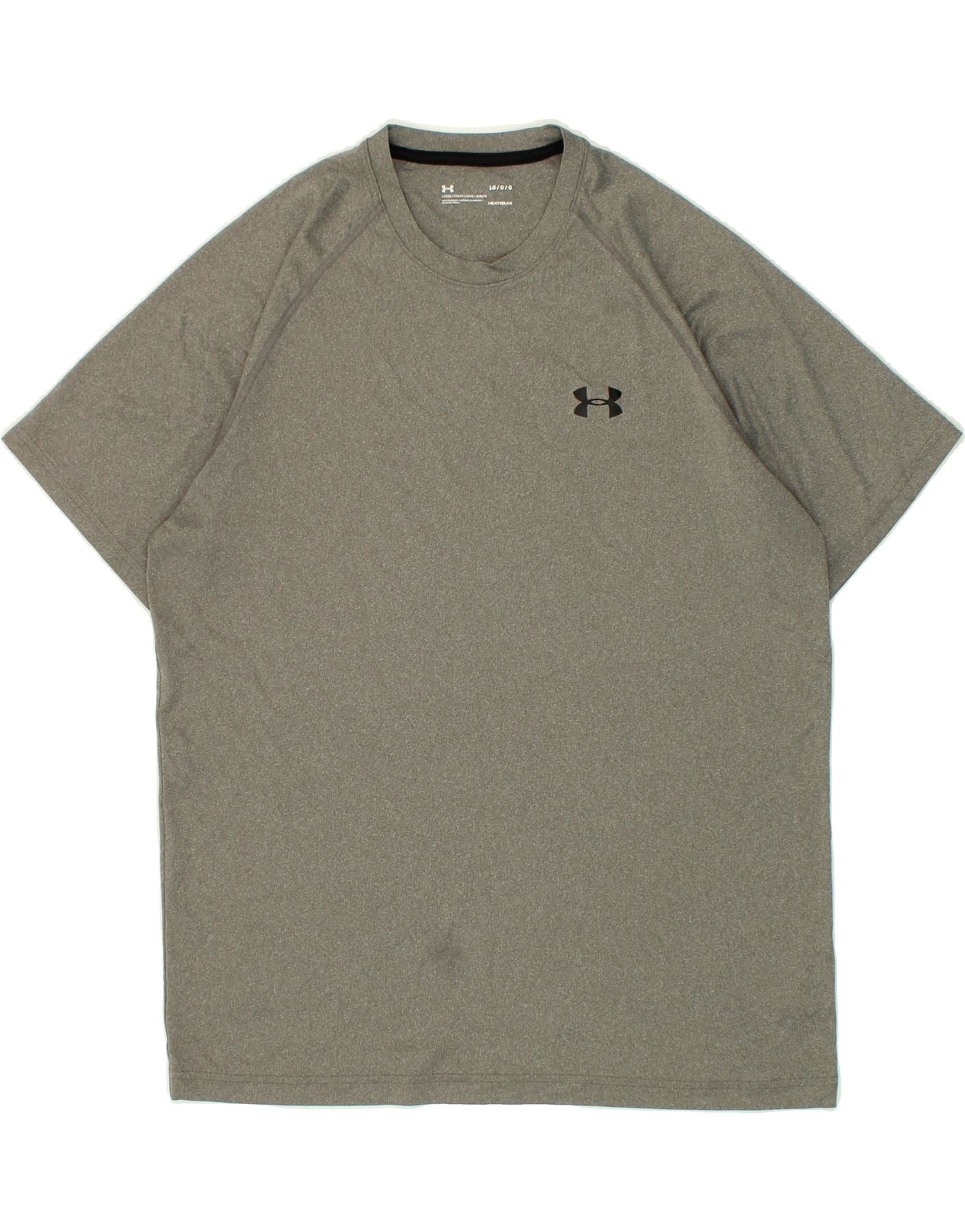 Image of UNDER ARMOUR Mens Heat Gear T-Shirt Top Large Grey Polyester