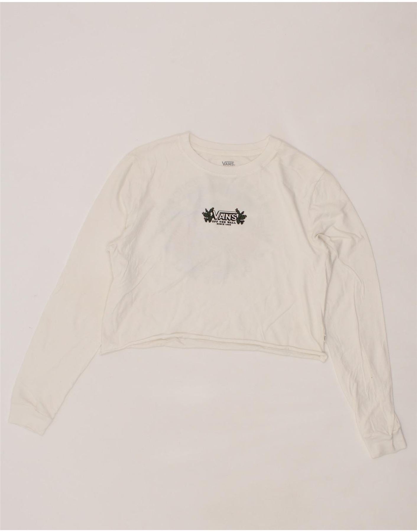 image of VANS Womens Crop Graphic Top Long Sleeve UK 14 Medium White
