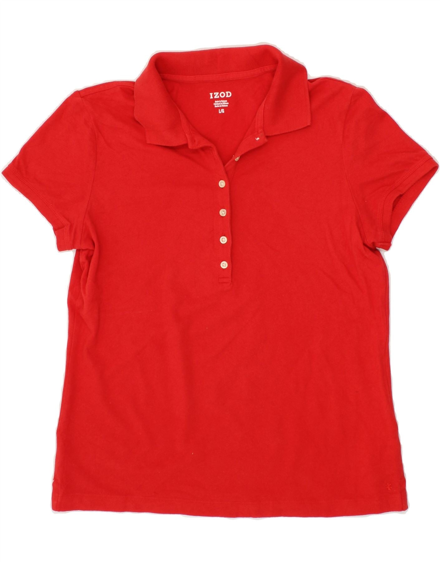 Image of IZOD Womens Polo Shirt UK 14 Large Red Cotton