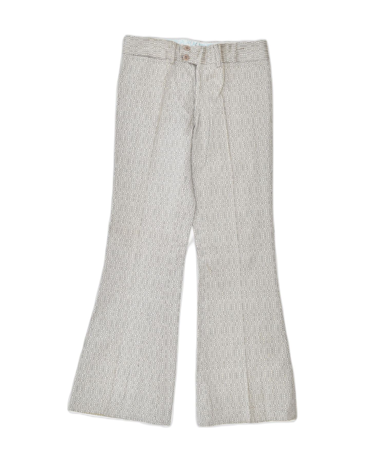 image of VINTAGE Womens Bootcut Suit Trousers W28 L30 Grey Ikat