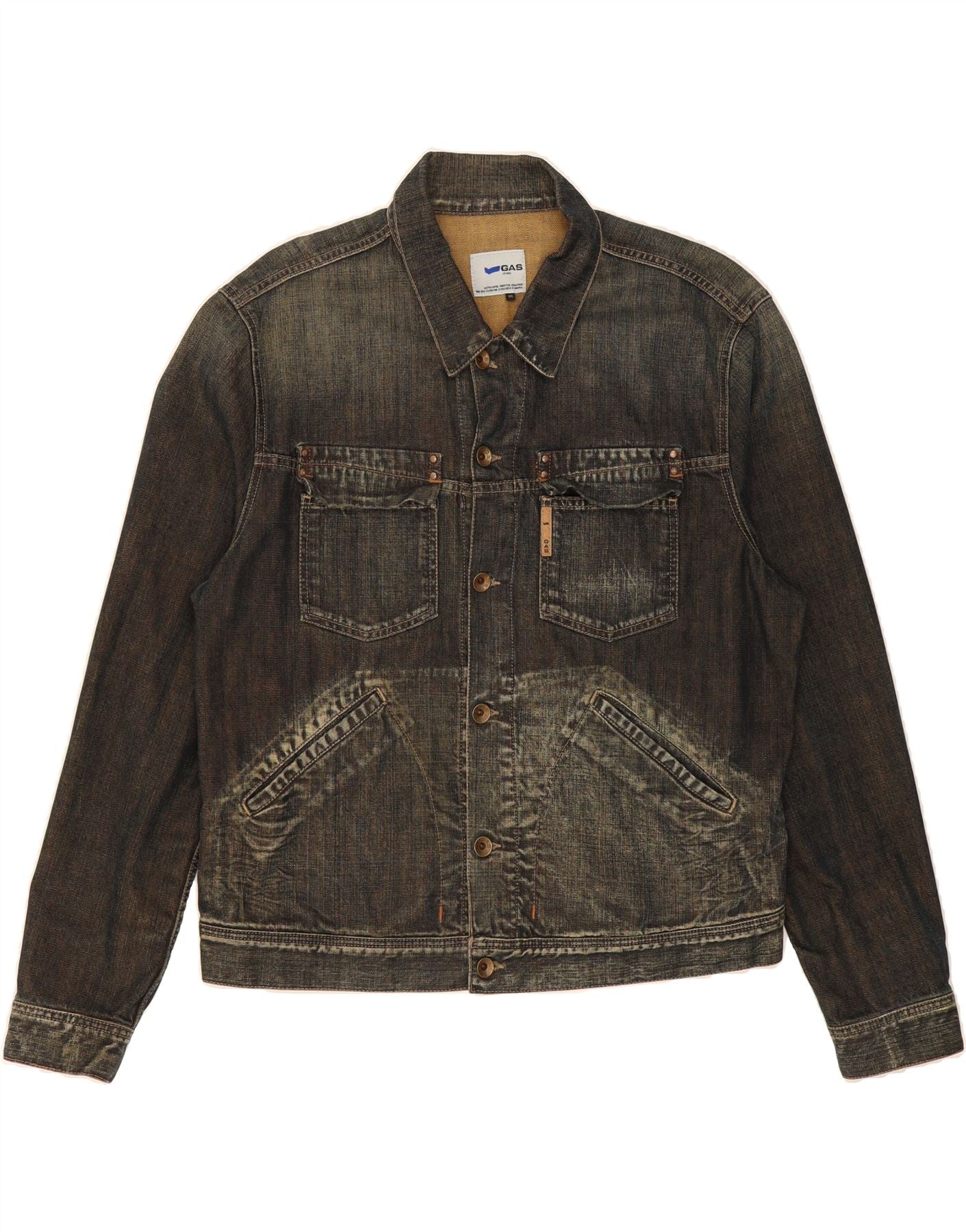 image of GAS Mens Denim Jacket UK 44 2XL Grey Cotton