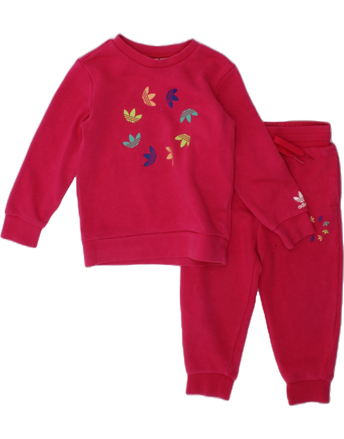 image of ADIDAS Girls Graphic Full Tracksuit 2-3 Years  Pink Cotton