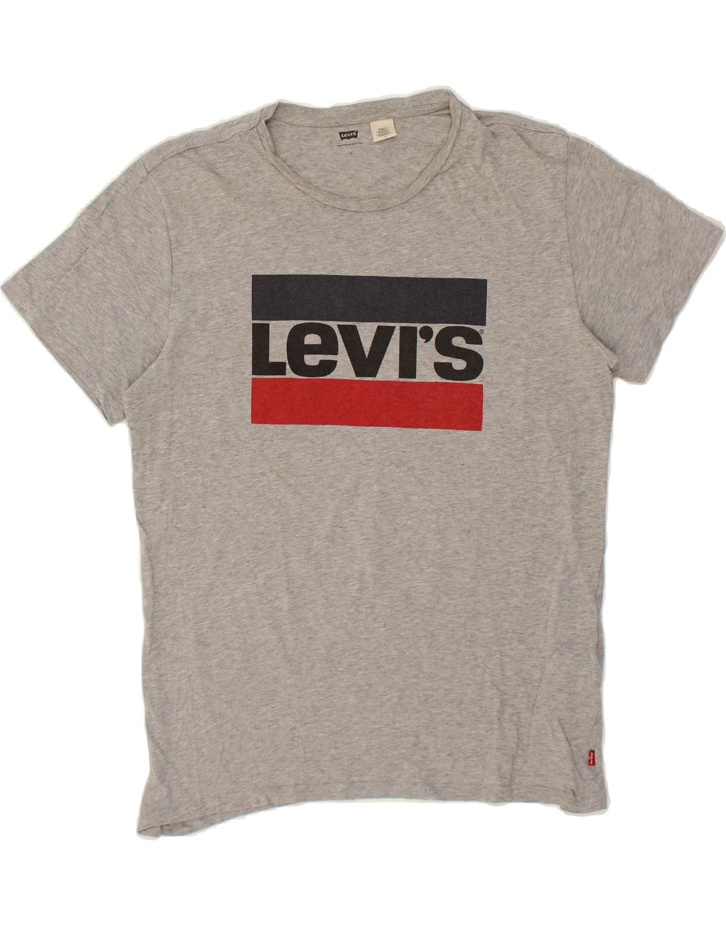 Image of LEVI'S Mens Graphic T-Shirt Top Large Grey Cotton