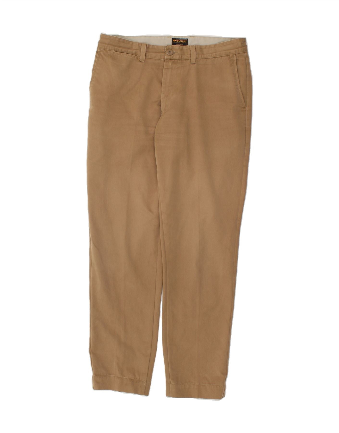 Image of WOOLRICH Mens Slim Chino Trousers W34 L30  Brown Cotton