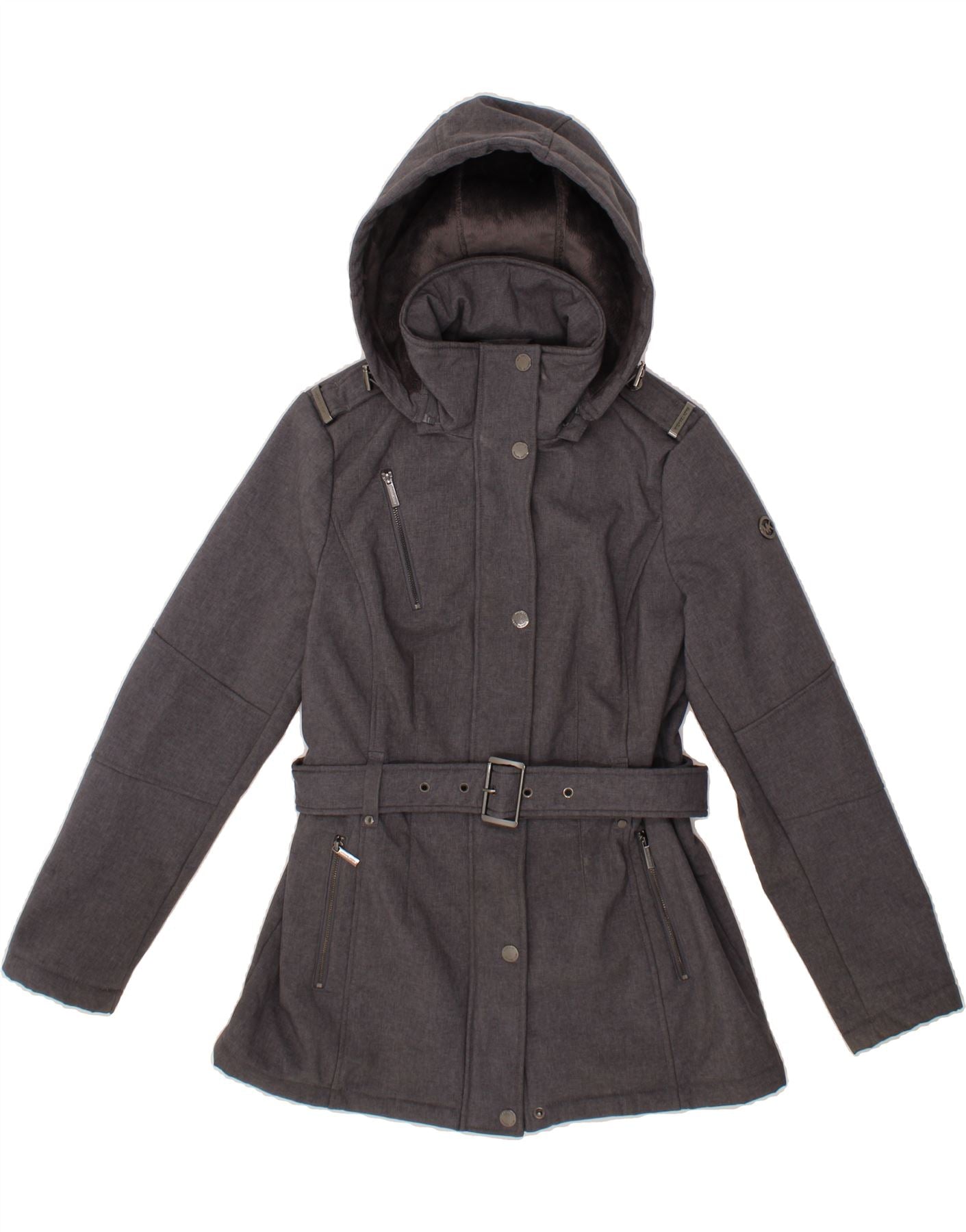 image of MICHAEL KORS Womens Hooded Parka Jacket UK 10 Small Grey Polyester