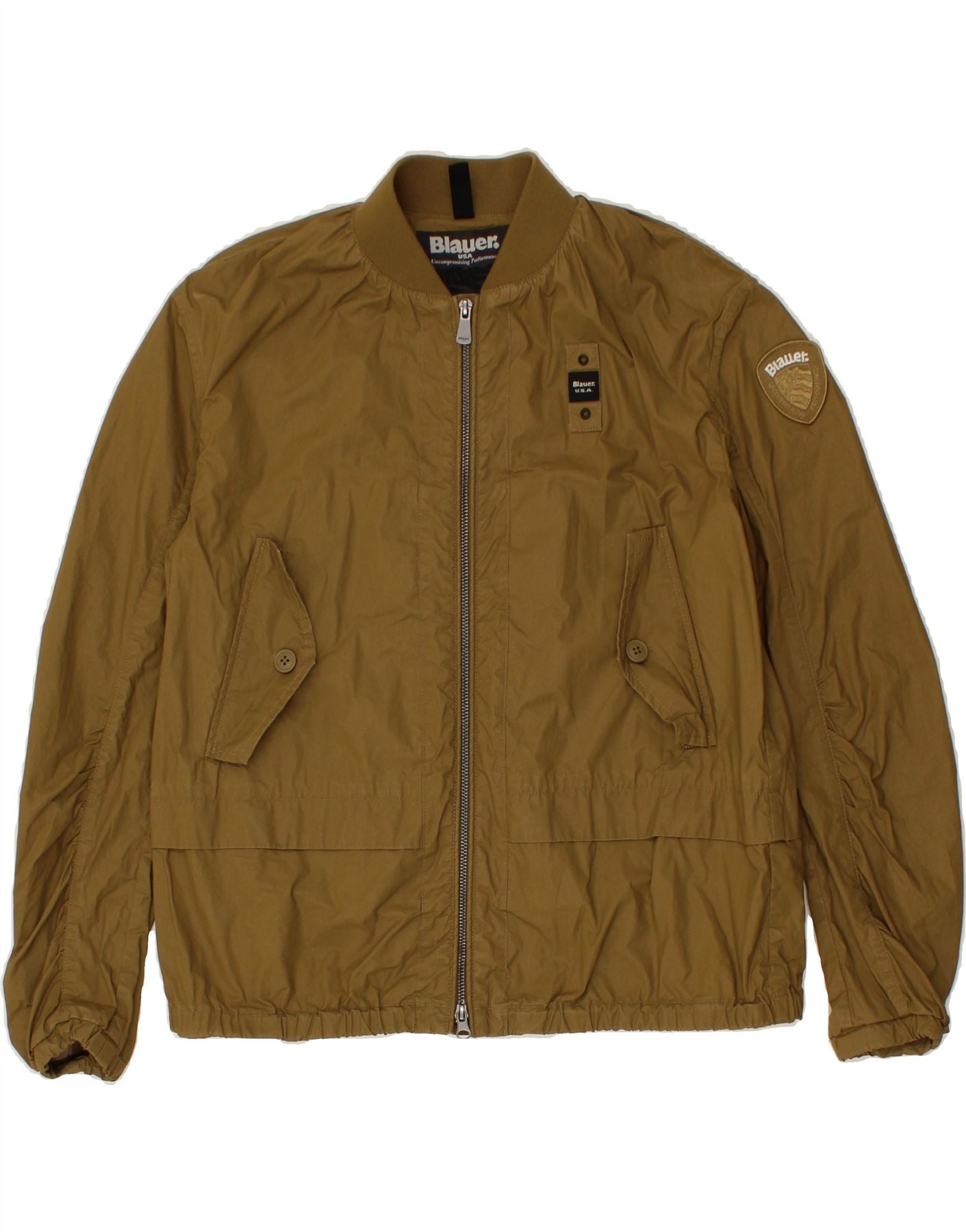 image of BLAUER Mens Bomber Jacket UK 34 XS Khaki Cotton