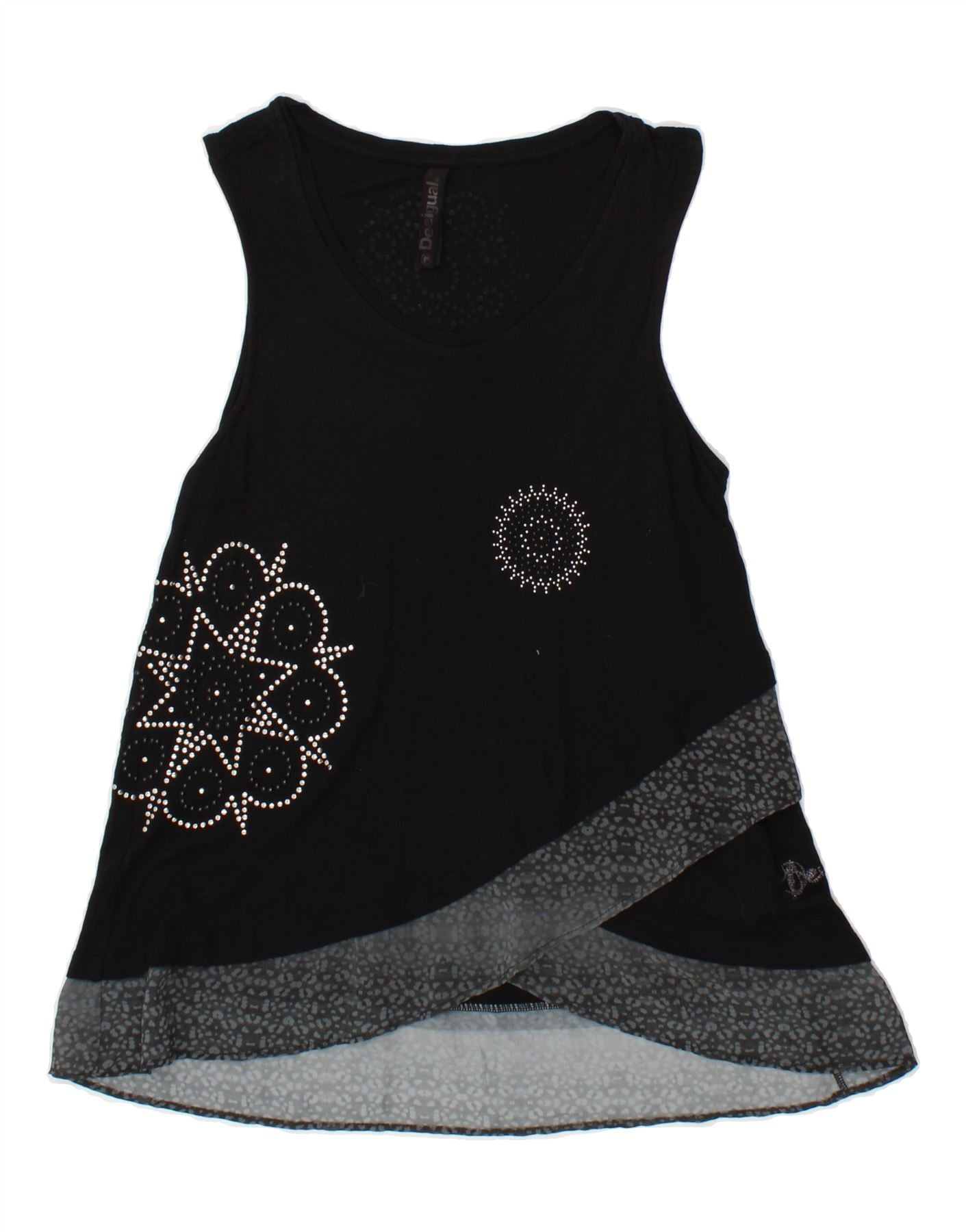 image of DESIGUAL Womens Sleeveless A-Line Dress UK 12 Medium Black Viscose