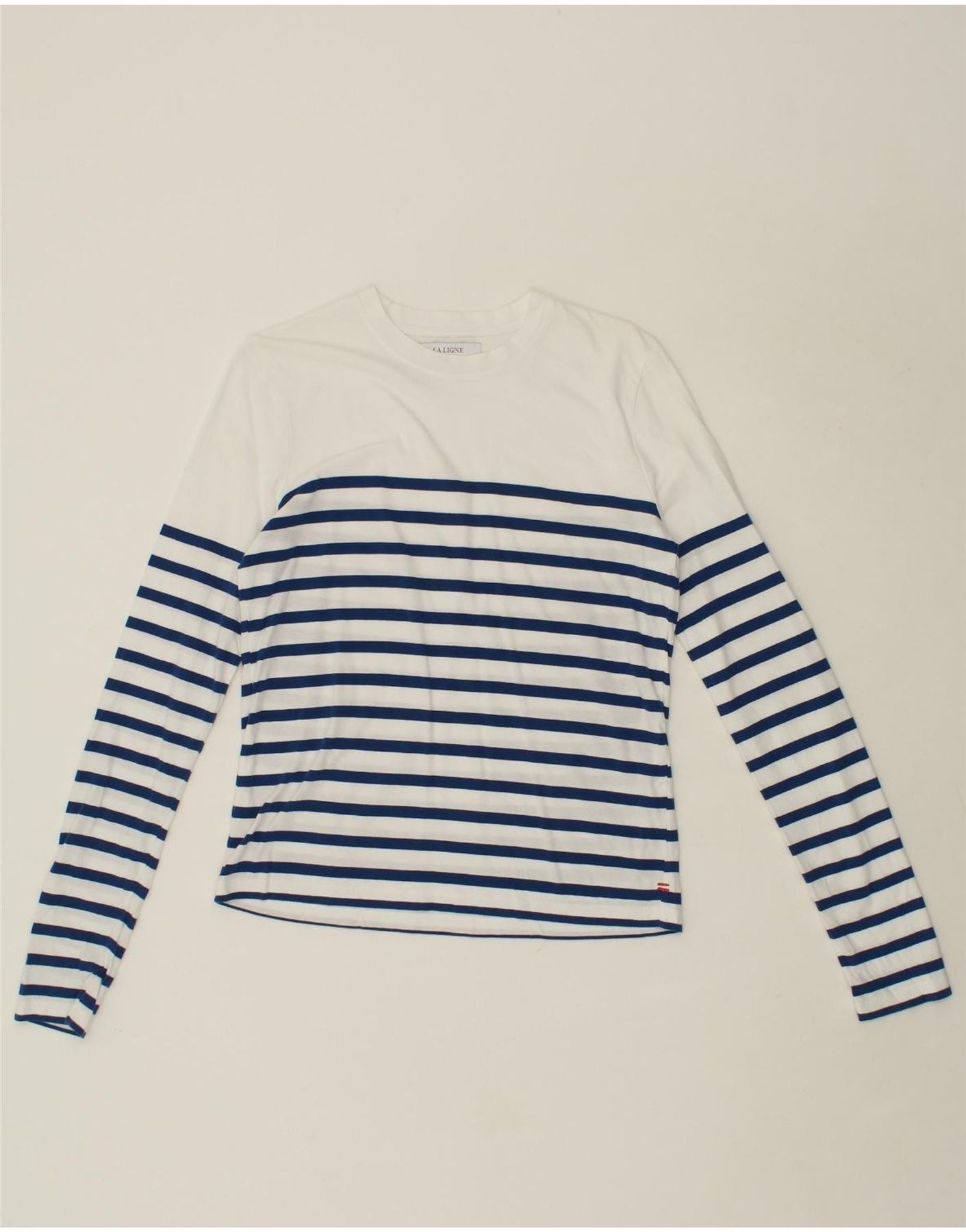 image of LA LIGNE Womens Top Long Sleeve UK 12 Medium White Striped