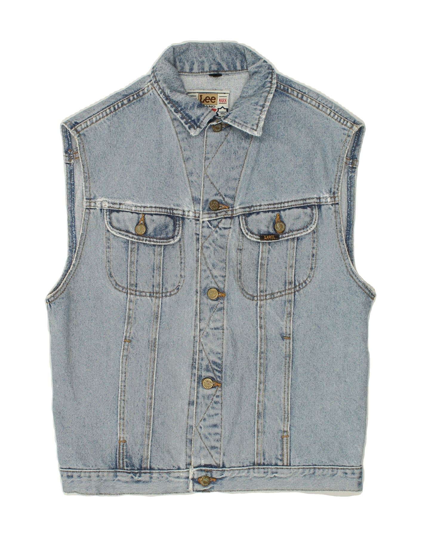 Image of LEE Mens Denim Gilet UK 38 Medium Blue