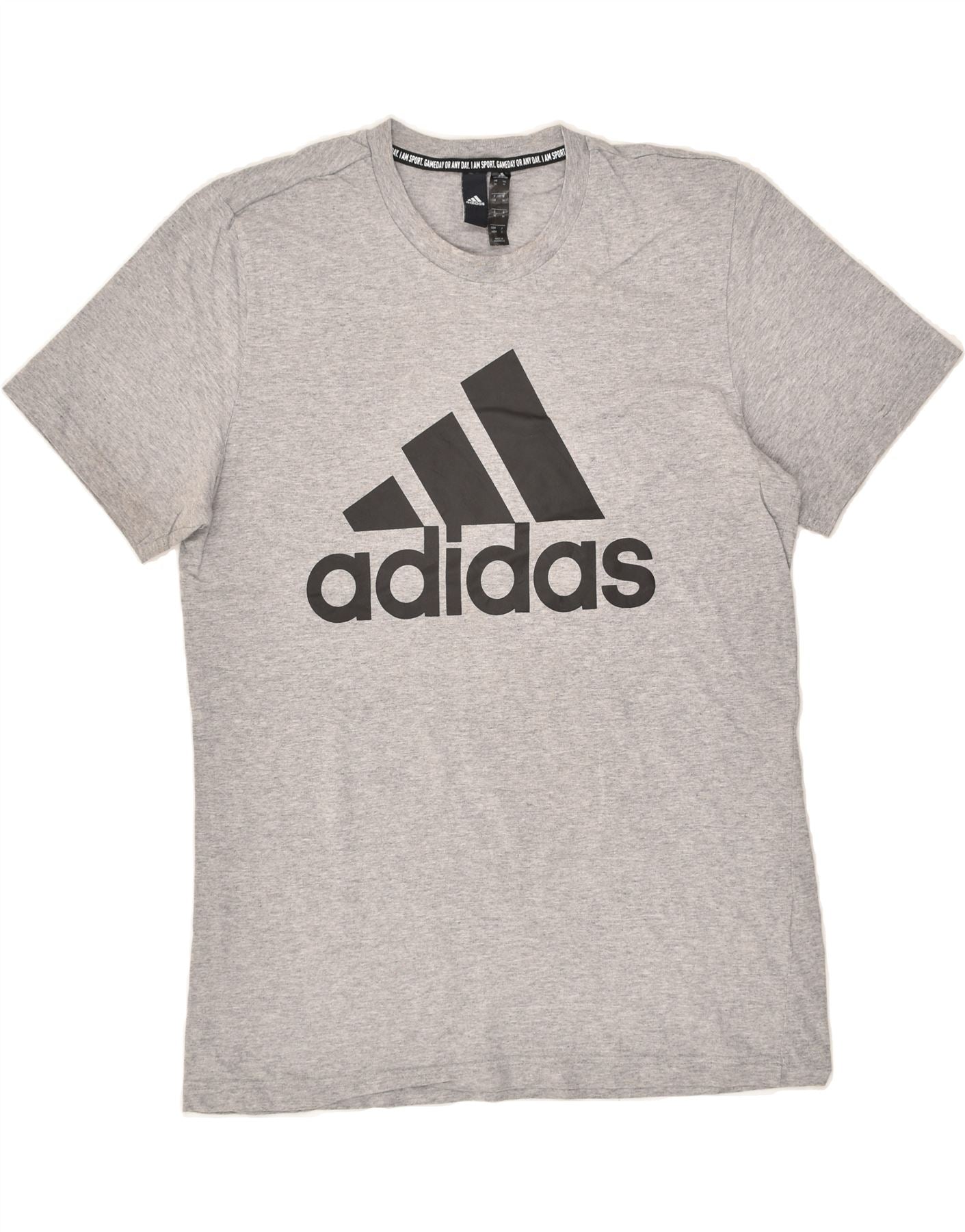 image of ADIDAS Mens Graphic T-Shirt Top Medium Grey Cotton