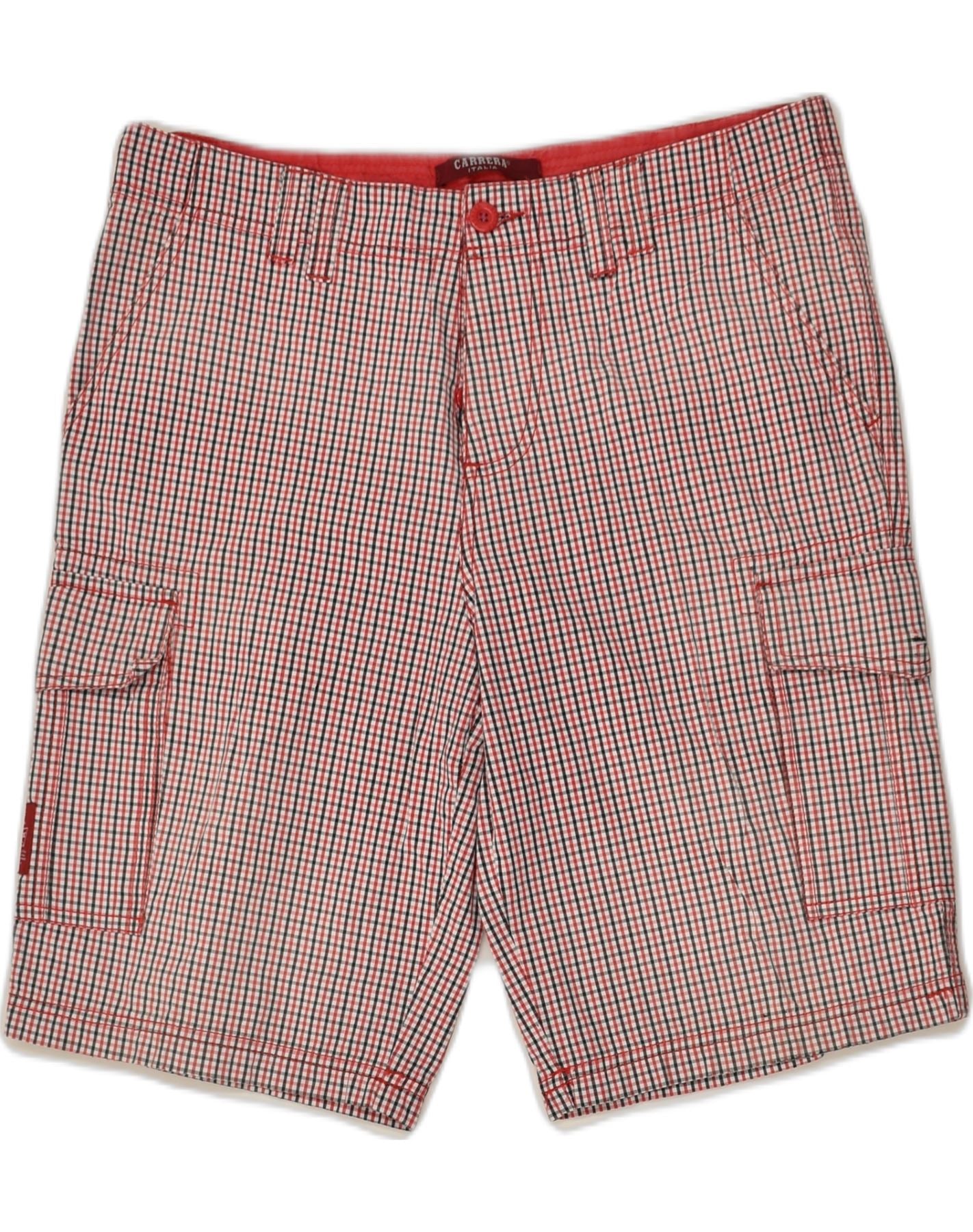 image of CARRERA Mens Cargo Shorts W34 Large Red Check