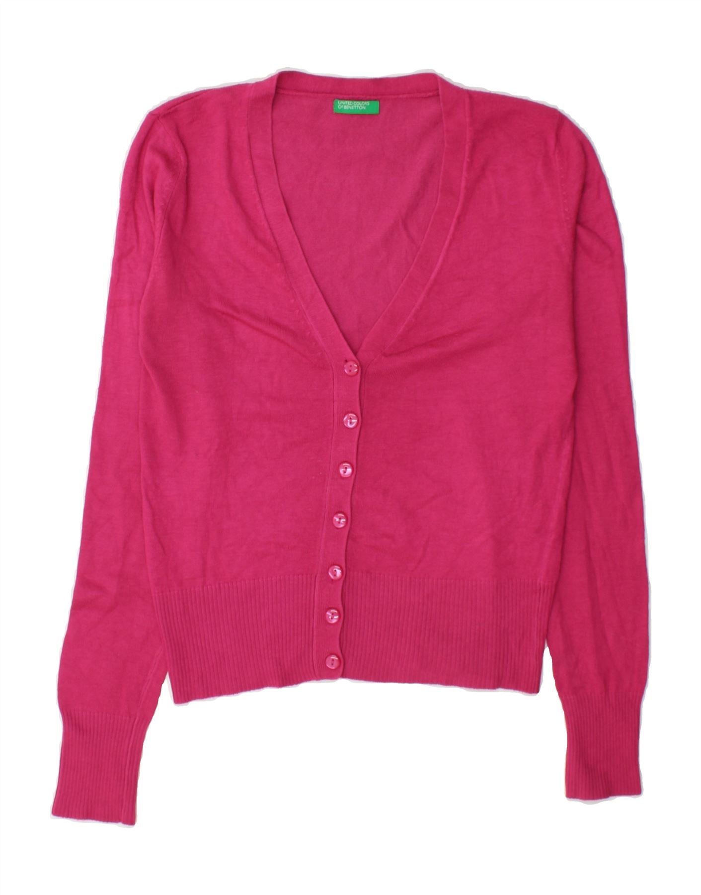 image of BENETTON Womens Cardigan Sweater UK 10 Small Pink Acrylic