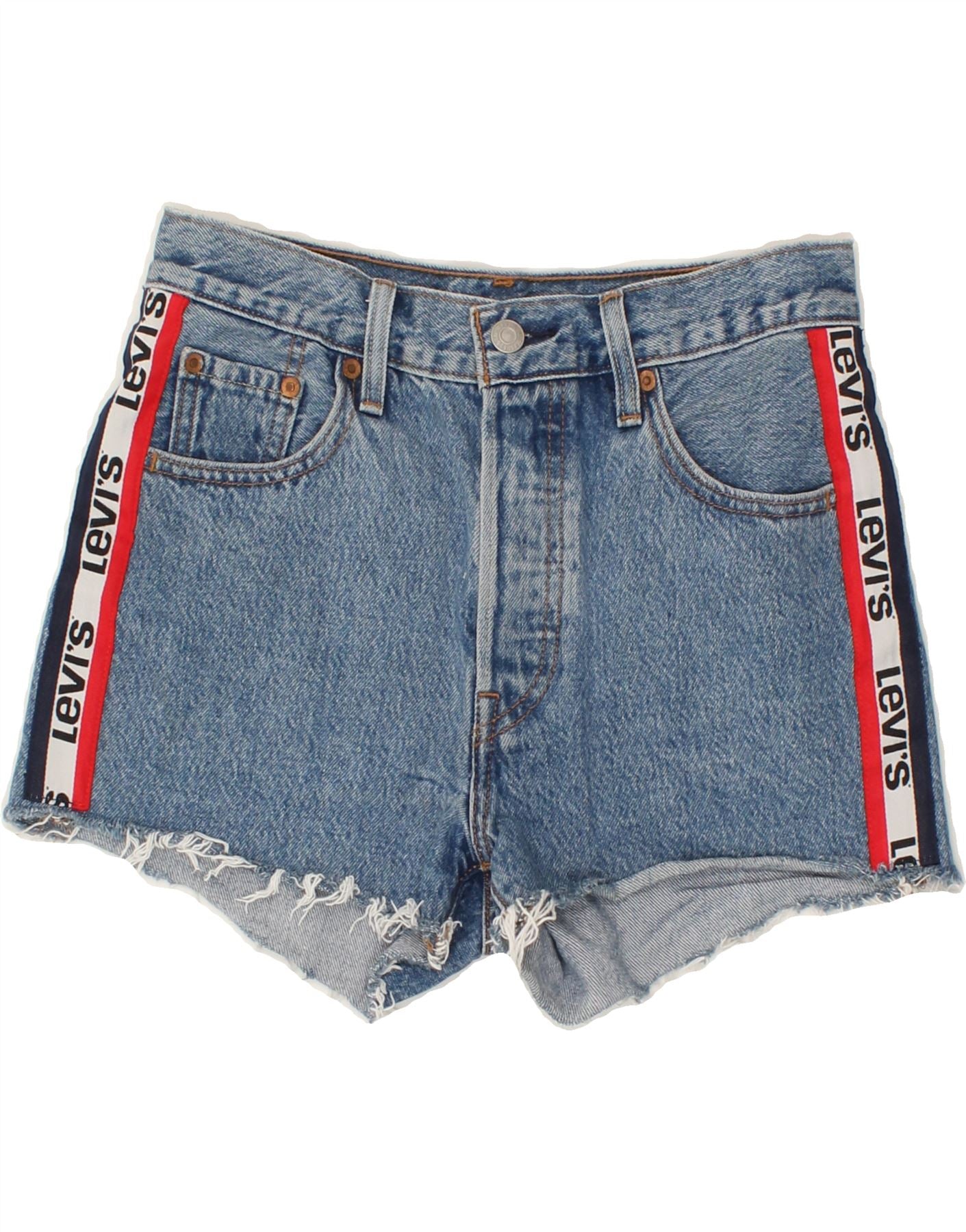 image of LEVI'S Womens 501 Graphic Denim Shorts W28 Medium Blue