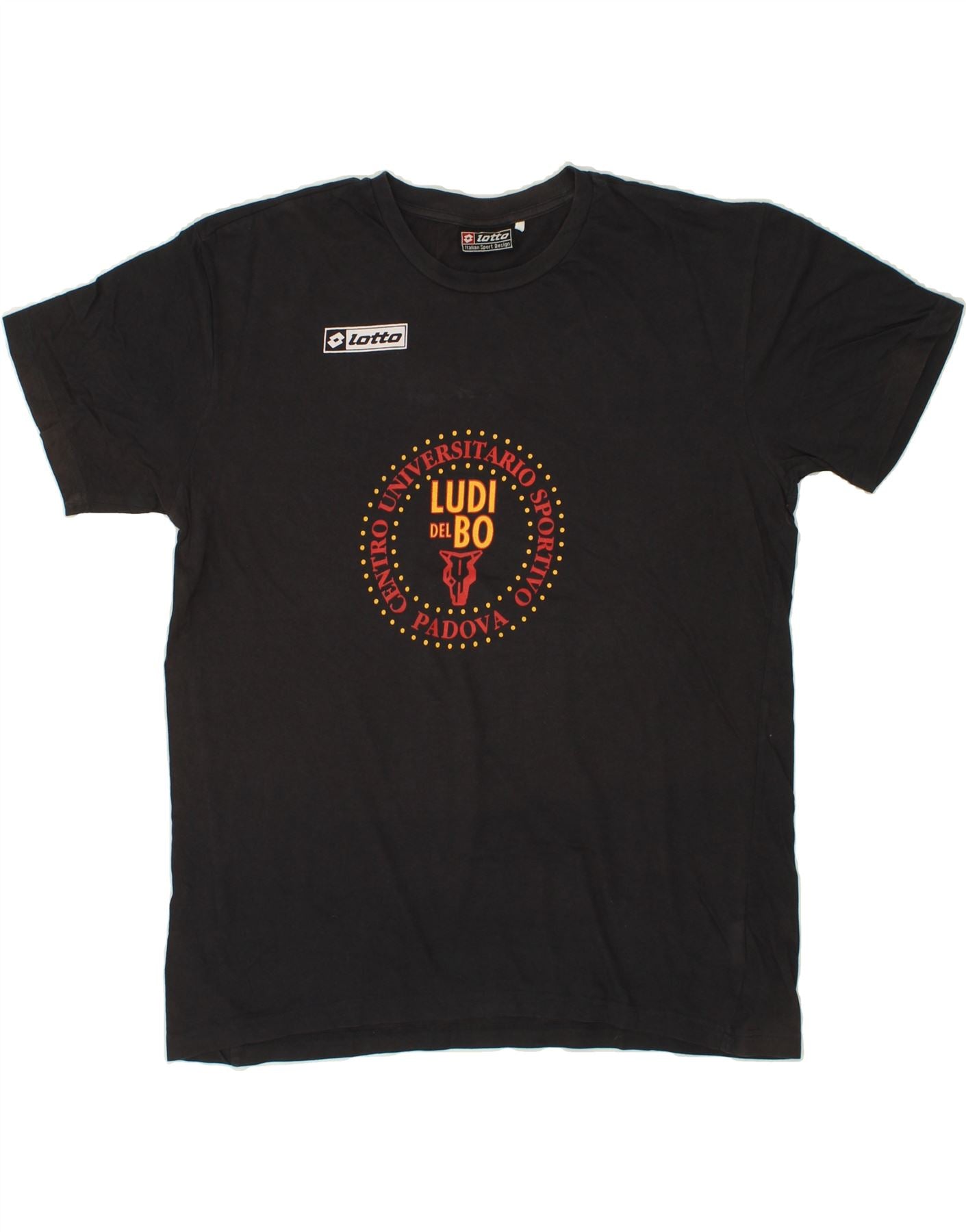 image of LOTTO Mens Graphic T-Shirt Top 2XL Black Cotton