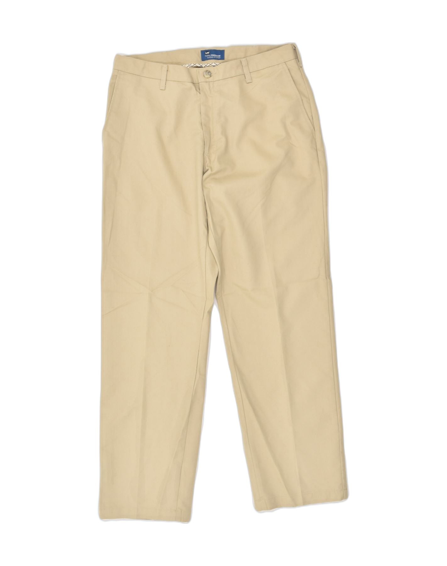 Image of LEE Mens Total Freedom Classic Fit Casual Trousers W34 L32 Beige Polyester