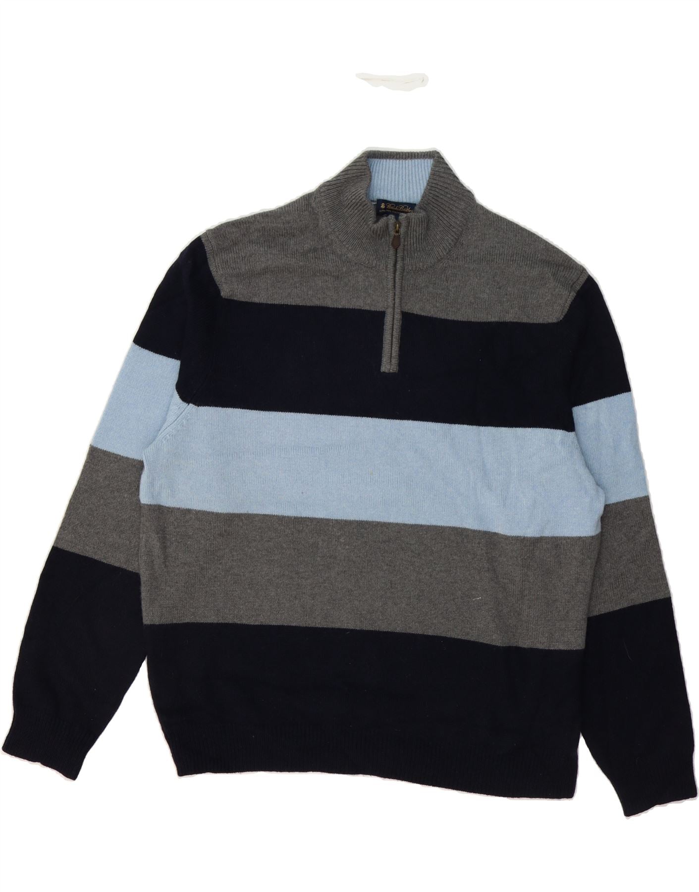 image of BROOKS BROTHERS Mens Zip Neck Jumper Sweater 2XL Multicoloured Colourblock