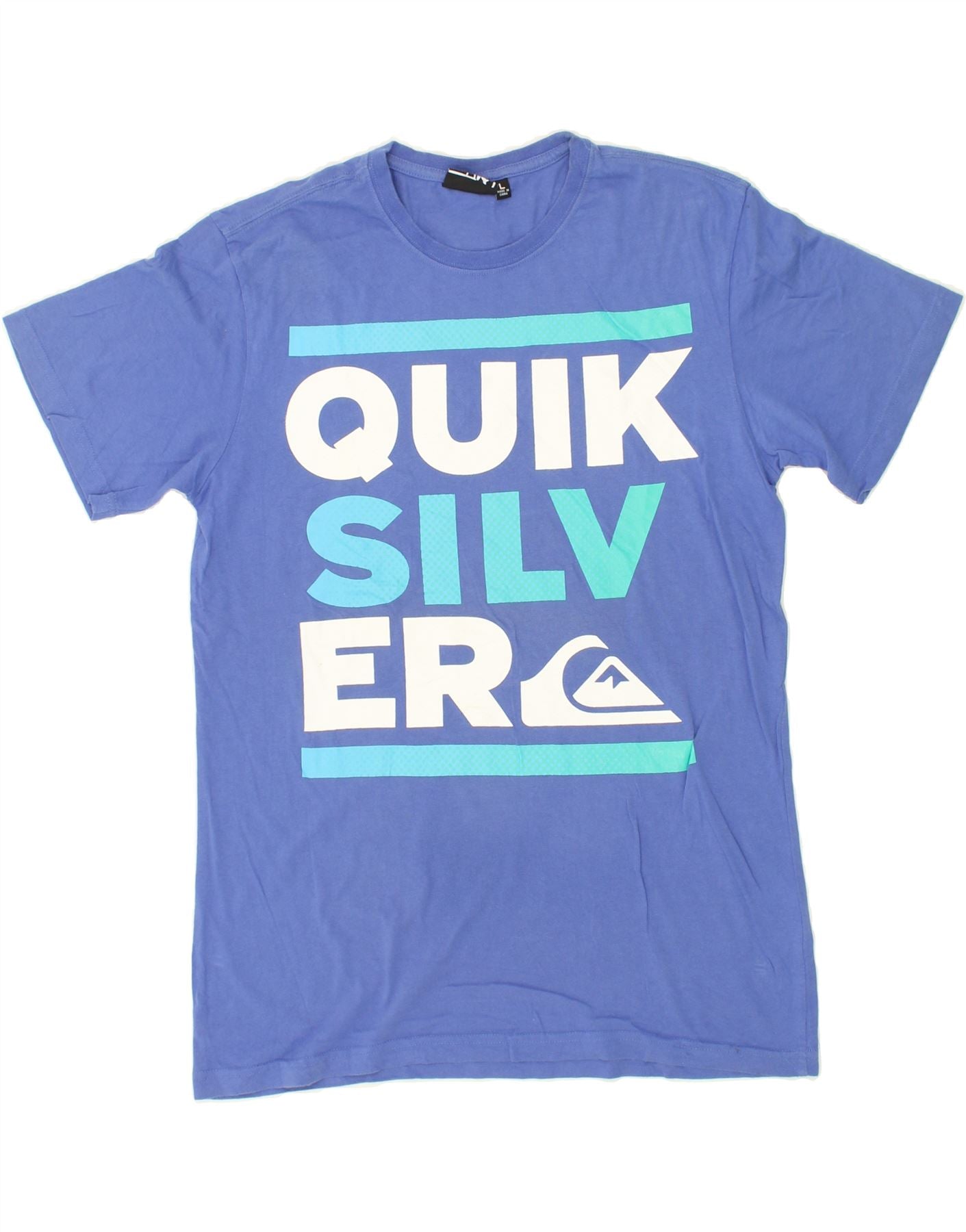 image of QUIKSILVER Mens Graphic T-Shirt Top Large Blue Cotton