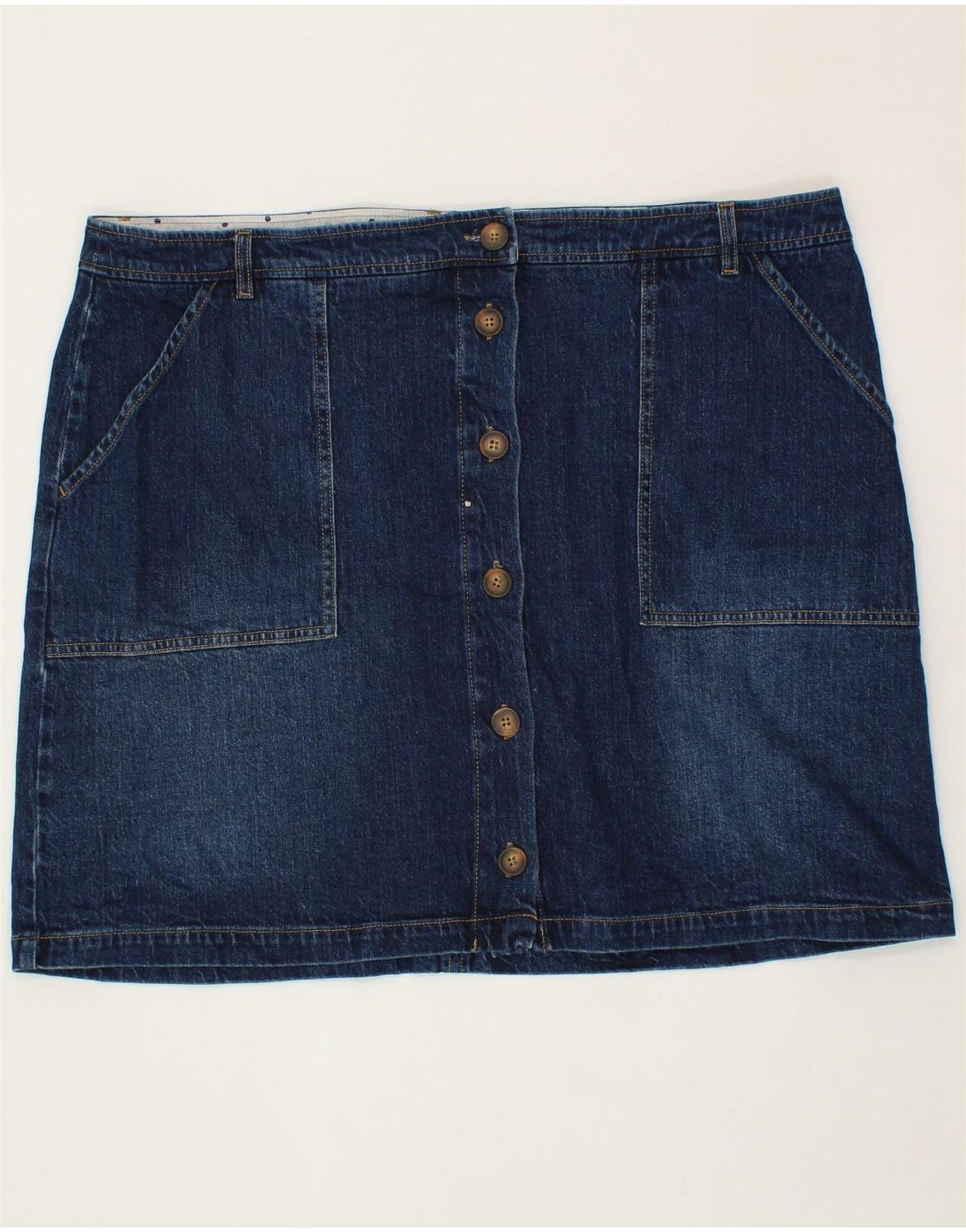 image of WHITE STUFF Womens Low Waist Denim Skirt UK 20 2XL W42 Blue Cotton