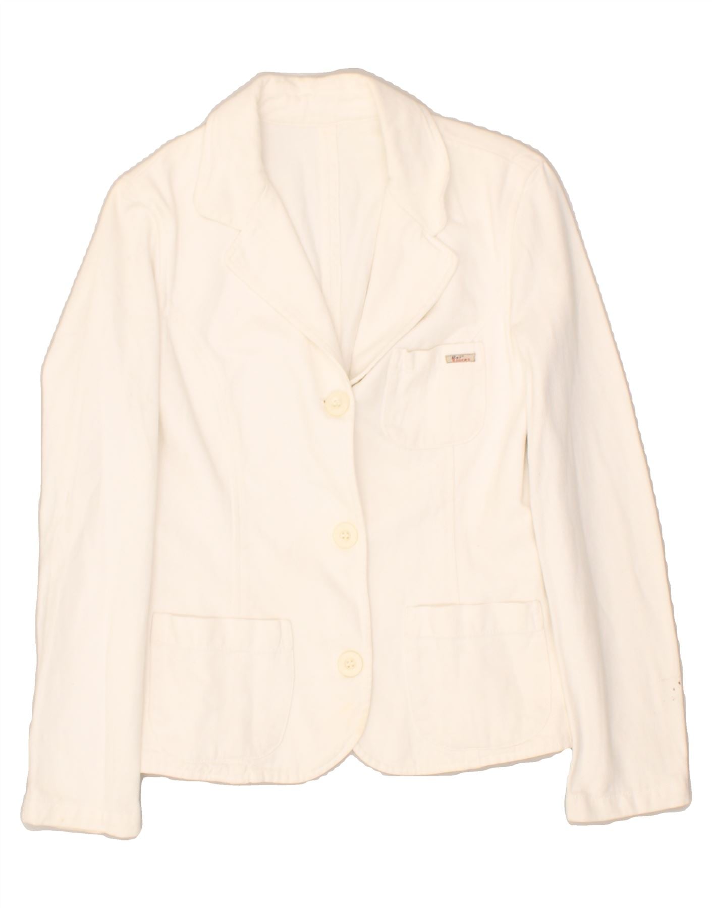 image of ROY ROGERS Womens 3 Button Blazer Jacket UK 10 Small White Cotton