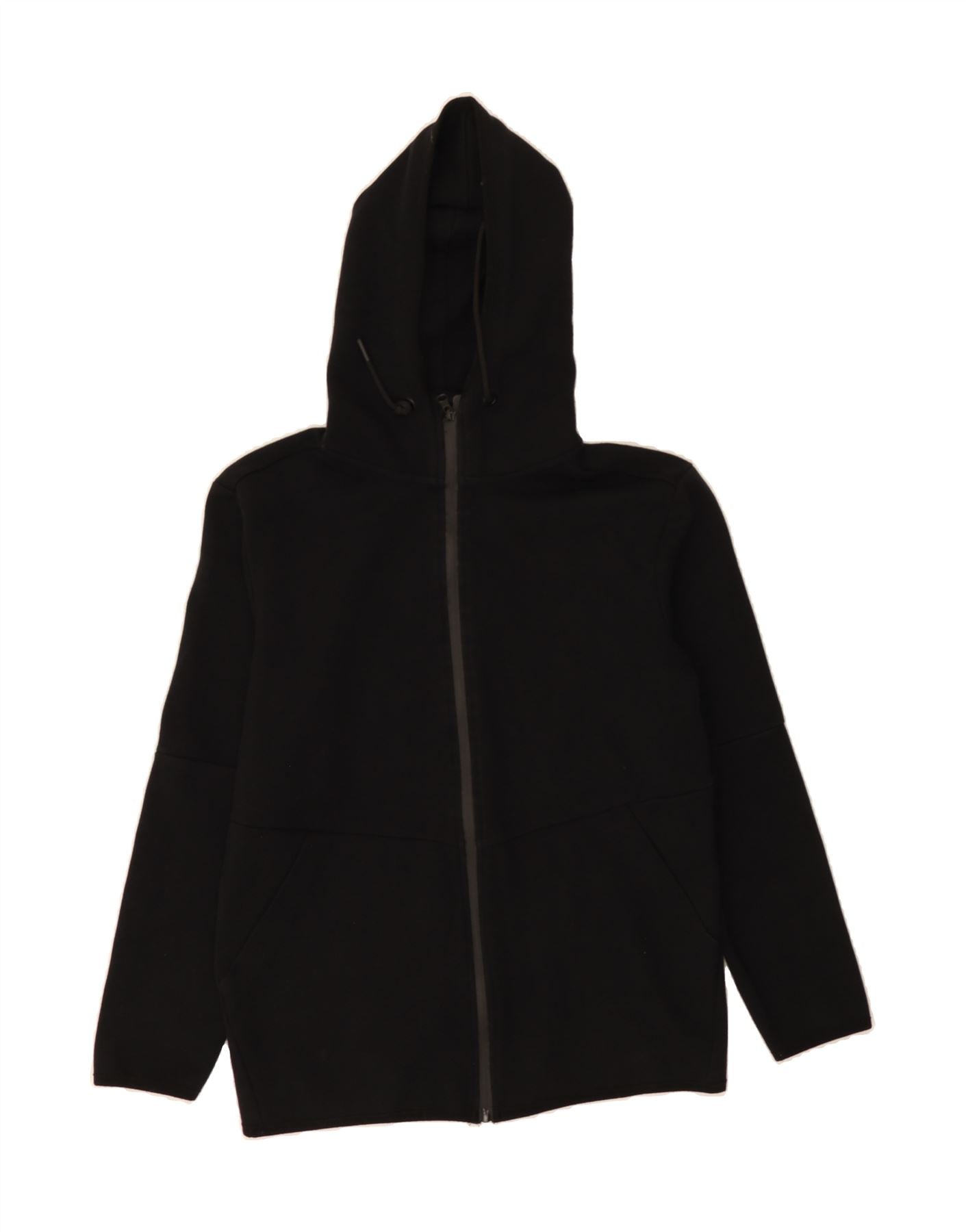 image of ZARA Womens Zip Hoodie Sweater UK 14 Medium Black Cotton