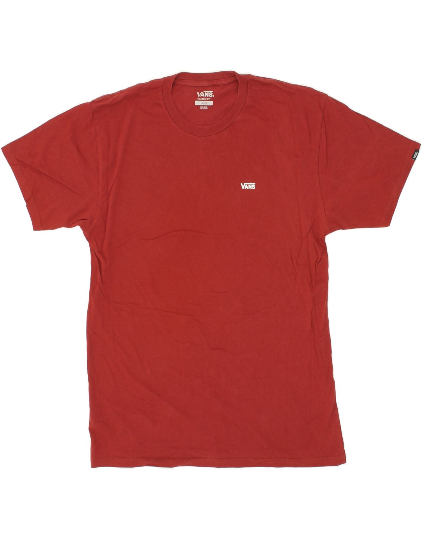 image of VANS Mens Classic Fit T-Shirt Top Large Red Cotton