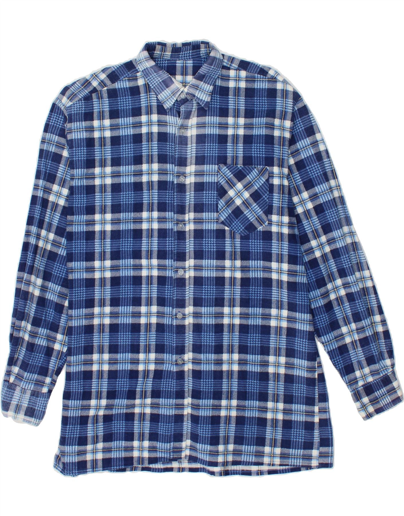 Image of VINTAGE Mens Flannel Shirt Large Blue Check