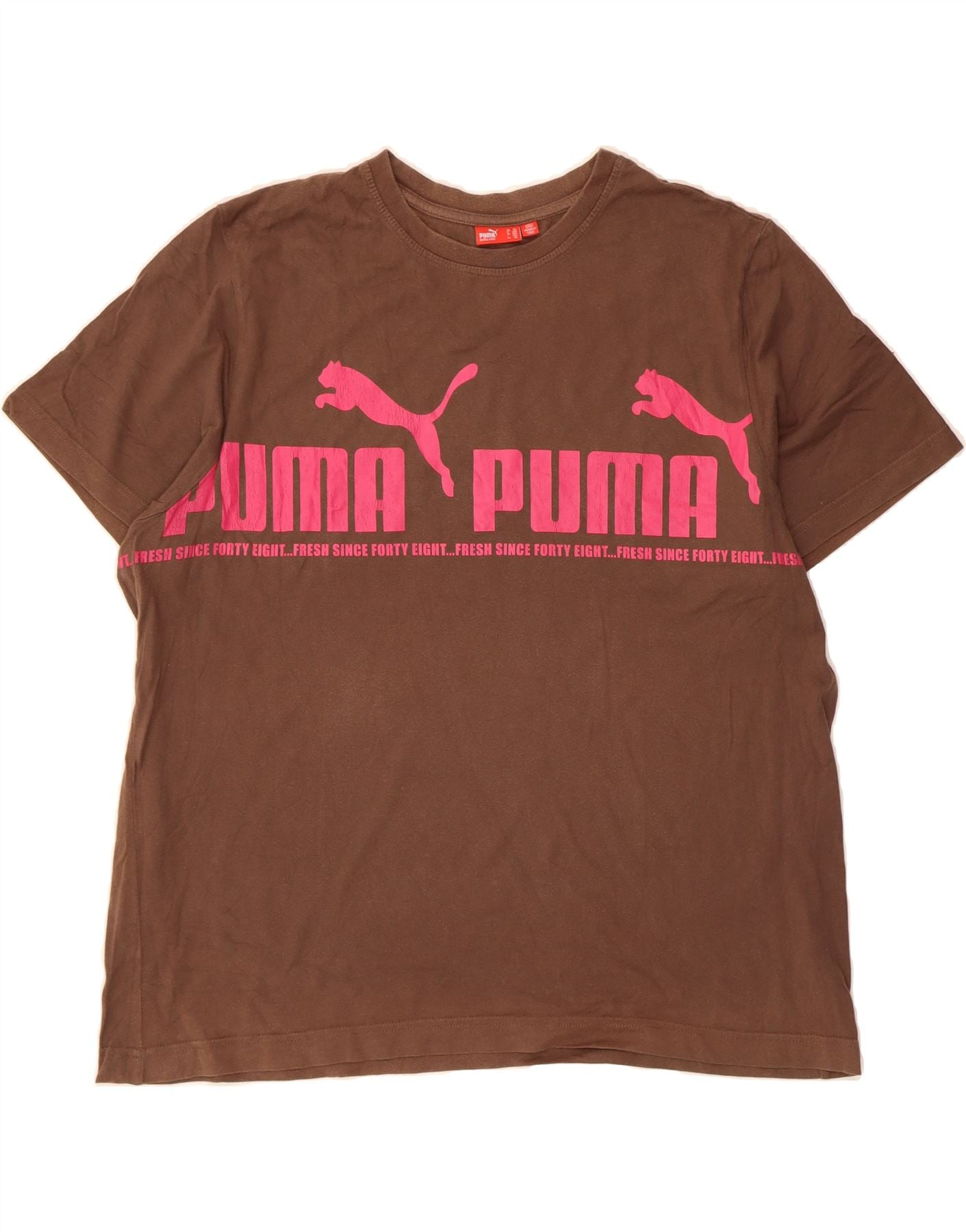 image of PUMA Mens Graphic T-Shirt Top 2XL Brown Cotton