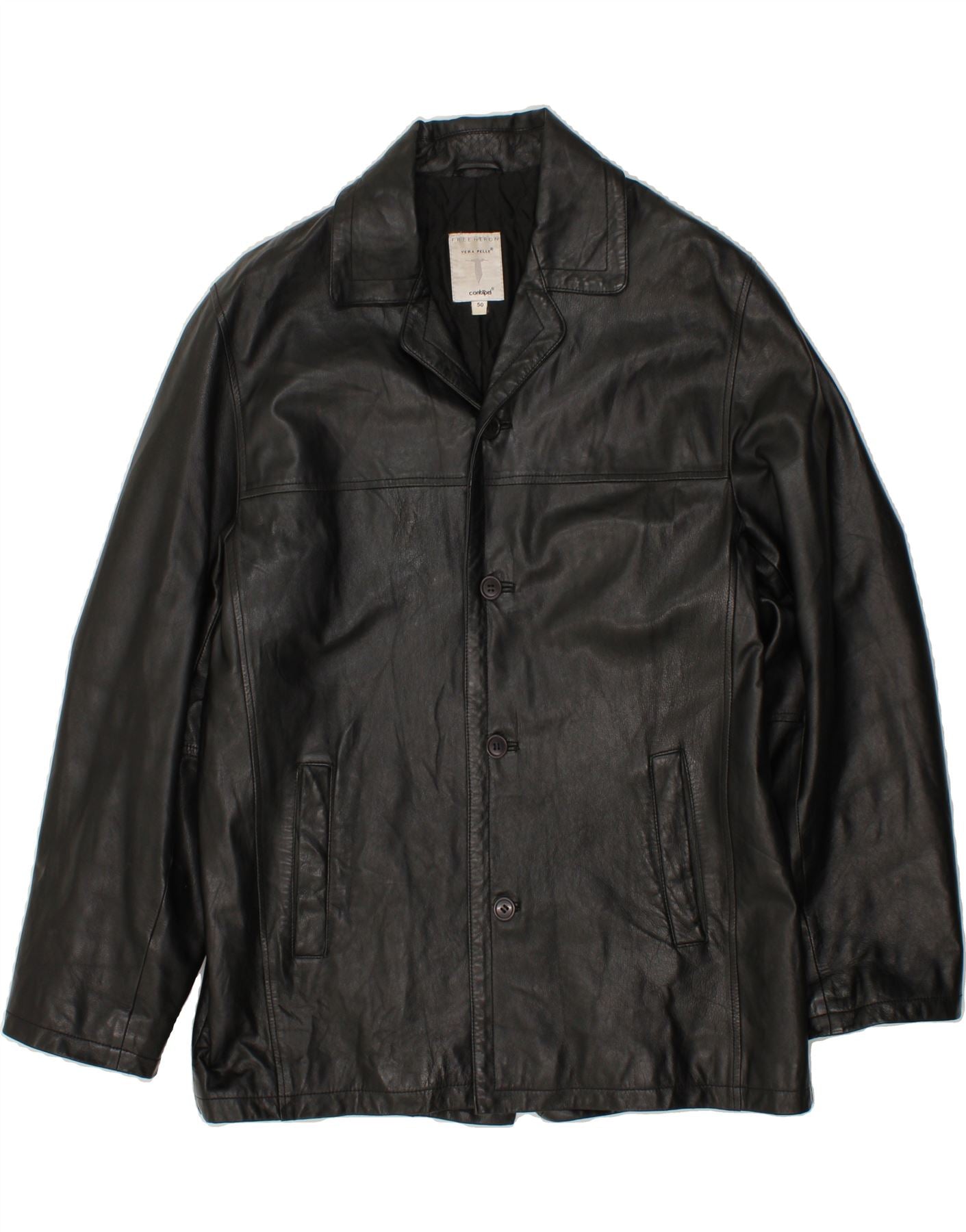 image of CONBIPEL Mens Leather Jacket IT 50 Large Black Leather