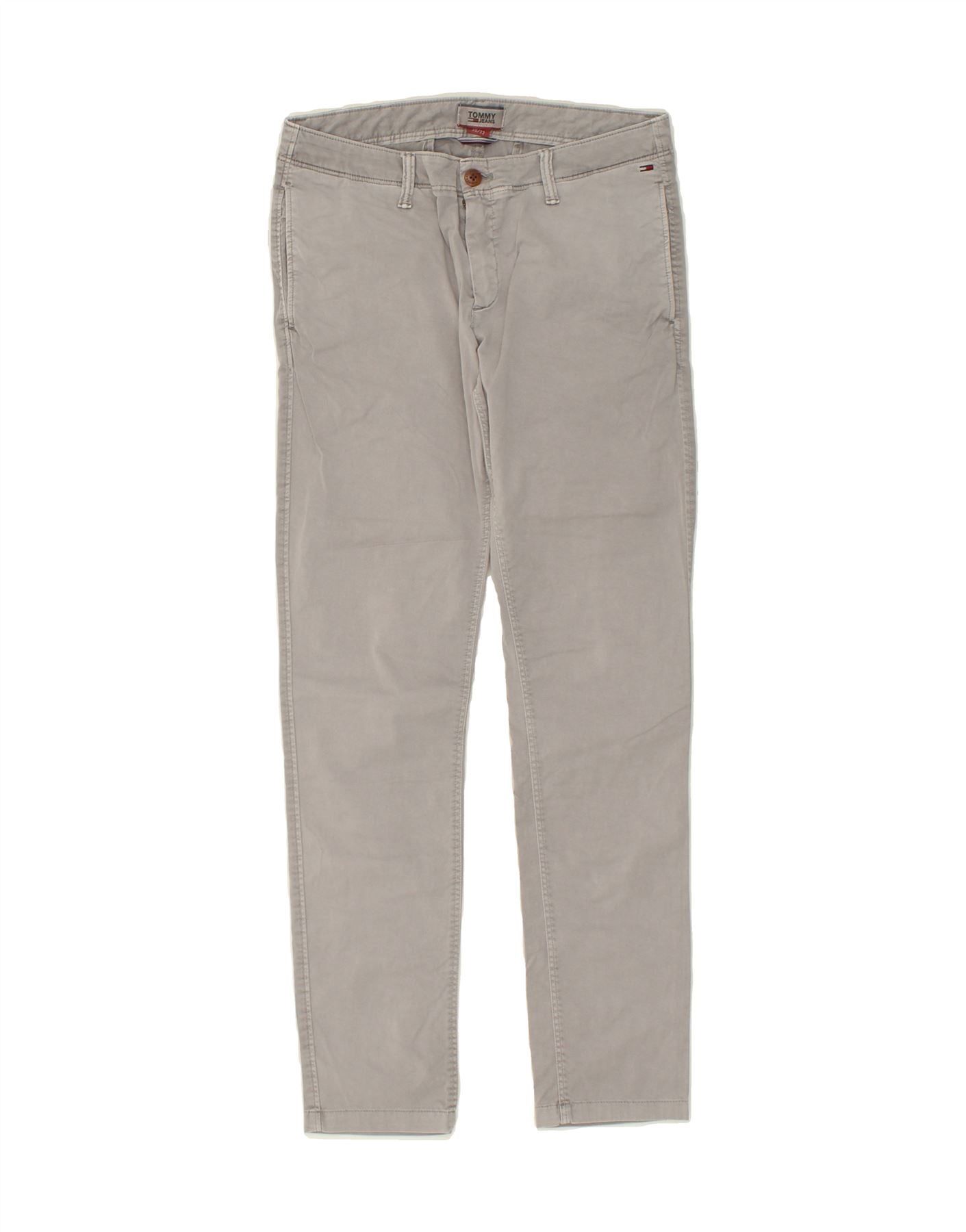 Image of TOMMY HILFIGER Mens Slim Chino Trousers W30 L32 Grey Cotton