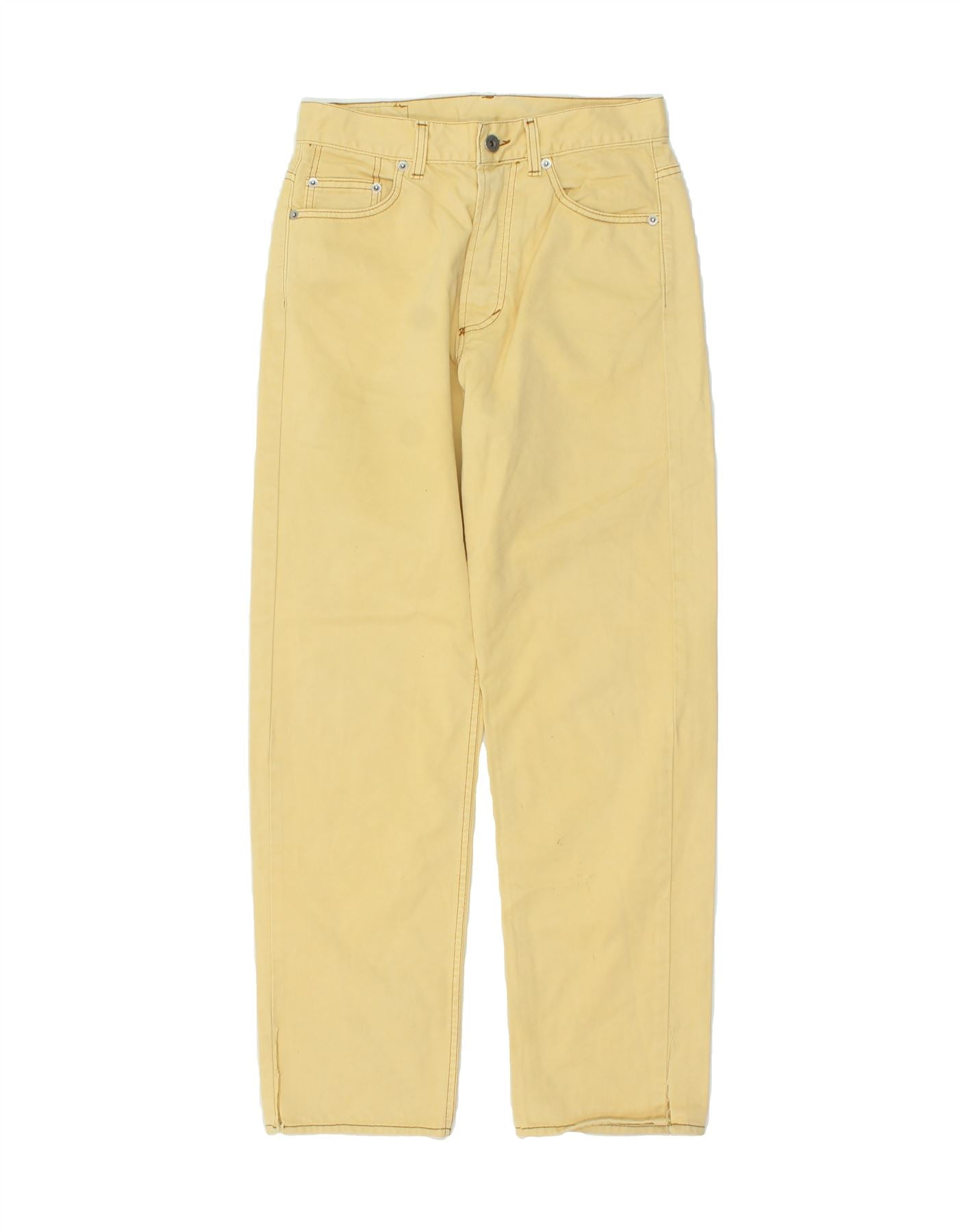 image of BENETTON Womens Tapered Casual Trousers W30 L31  Yellow Cotton